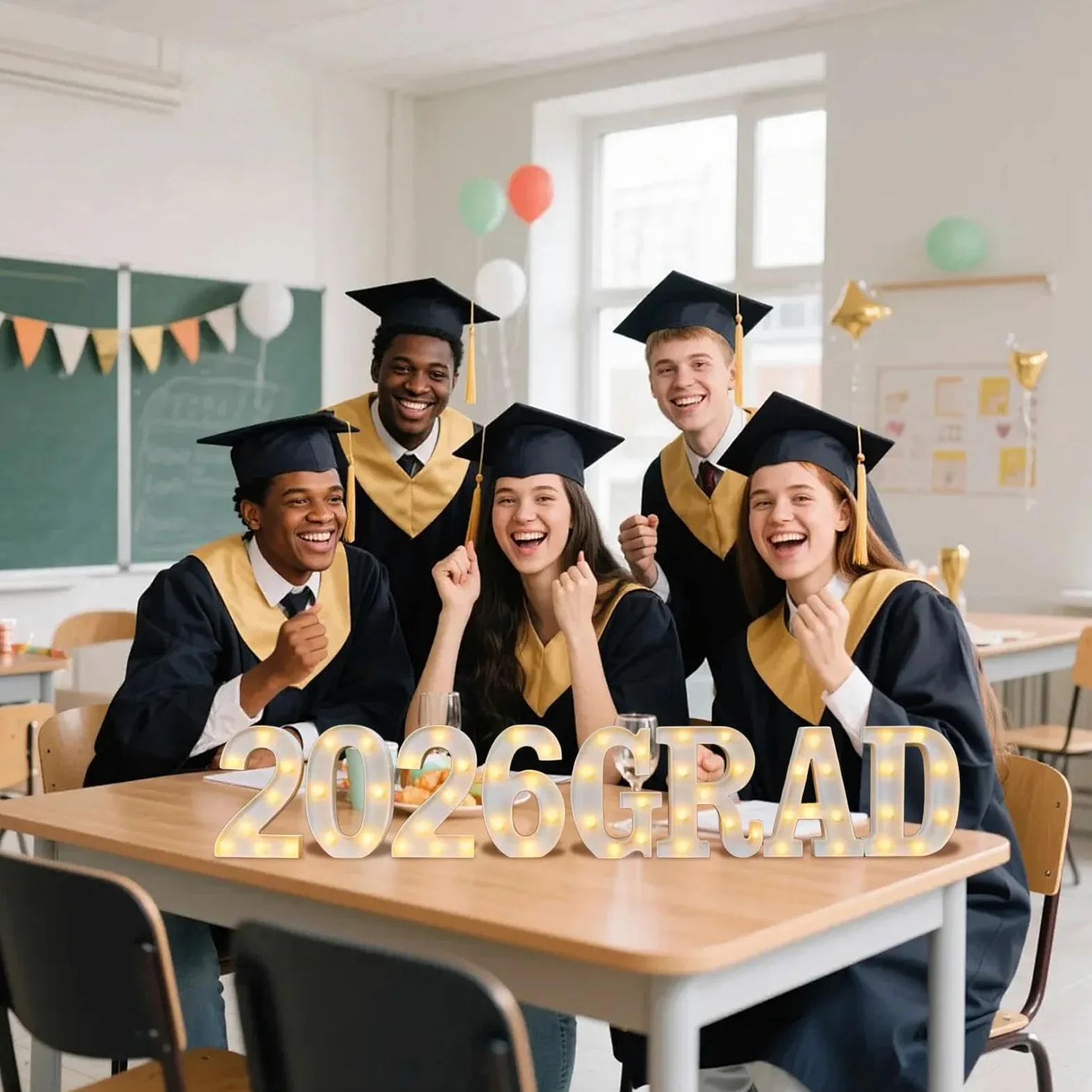 Decorazioni per Laurea 2026 Insegna luminosa a batteria | fotografici LED per festa di laurea per asilo, università, interni, esterni, cortile, giardino, camera da , stanza, tavolo