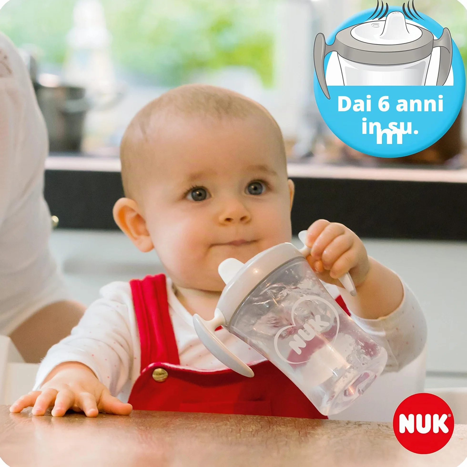 NUK 3-in-1 Set do nauki picia z kubkiem treningowym antykapiącym (6+ miesięcy) 230 ml Bez BPA fioletowy