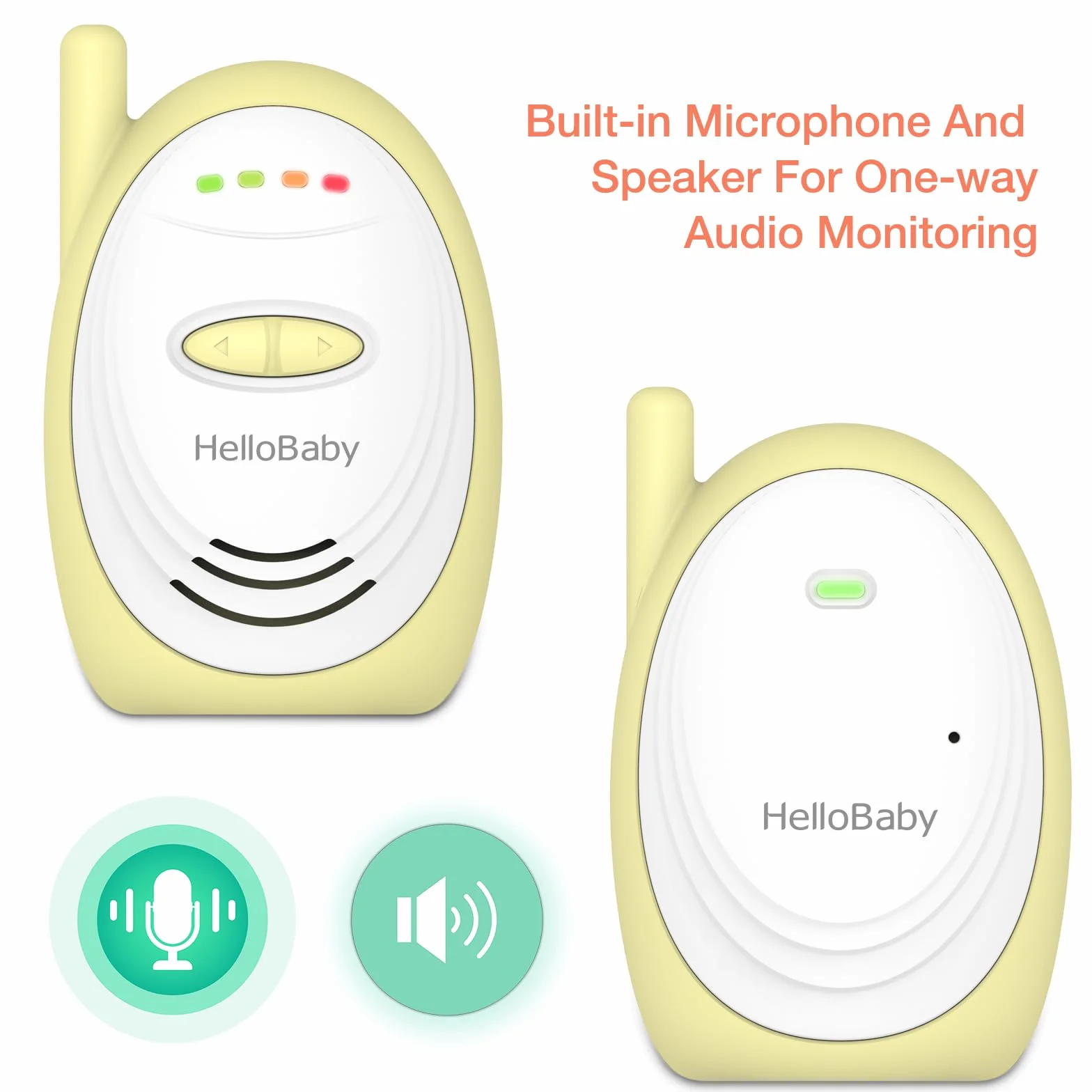 HelloBaby Monitor audio VOX 2,4 GHz 300 m giallo