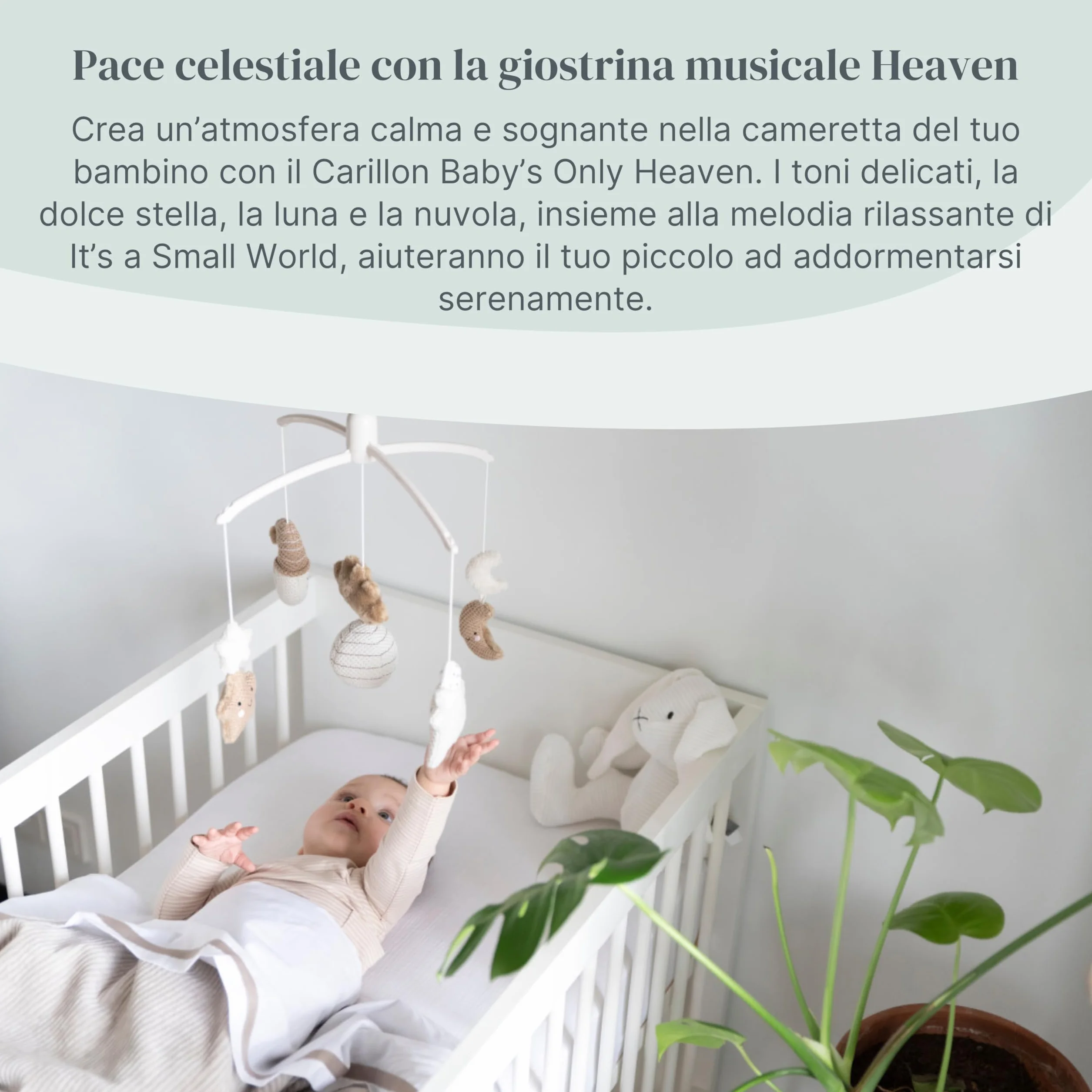 Baby's Only Giostrina musicale Heaven per bebè con figure lavorate a maglia Carillon musica Clay/Warm Linen