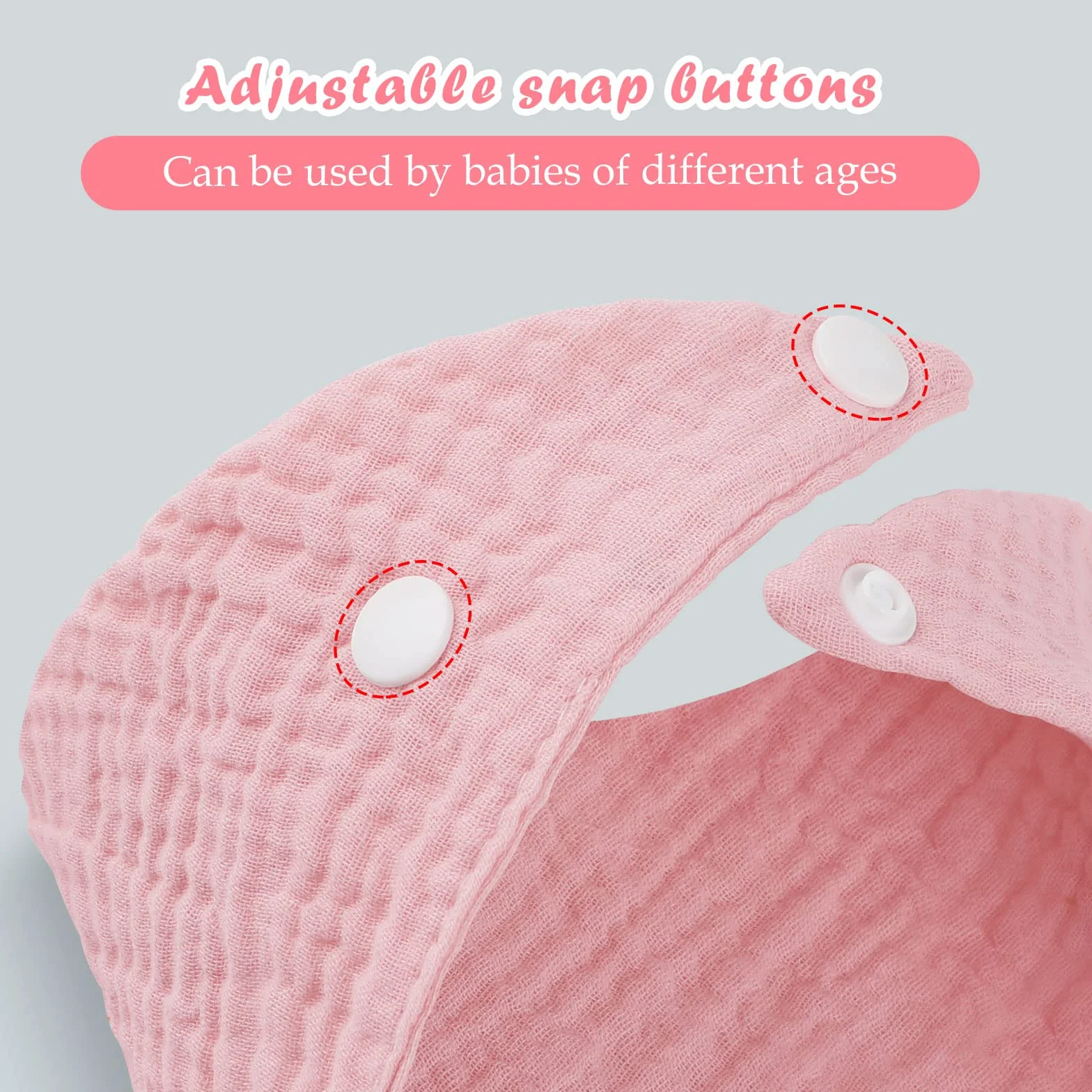 Bavaglino Bandana Cotone 8 Pezzi 2 Bottoni Super Assorbenti