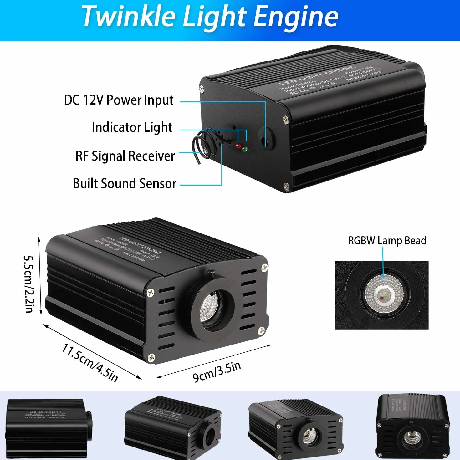 DEWEL Luce in Fibra Ottica, 16W RGBW Cielo Stellato, 450 pz*0.75mm*2m LED per Casa/Auto, Telecomando a 28 Tasti/Starry Sky Plafoniere Kit per Soffitto Room Decor
