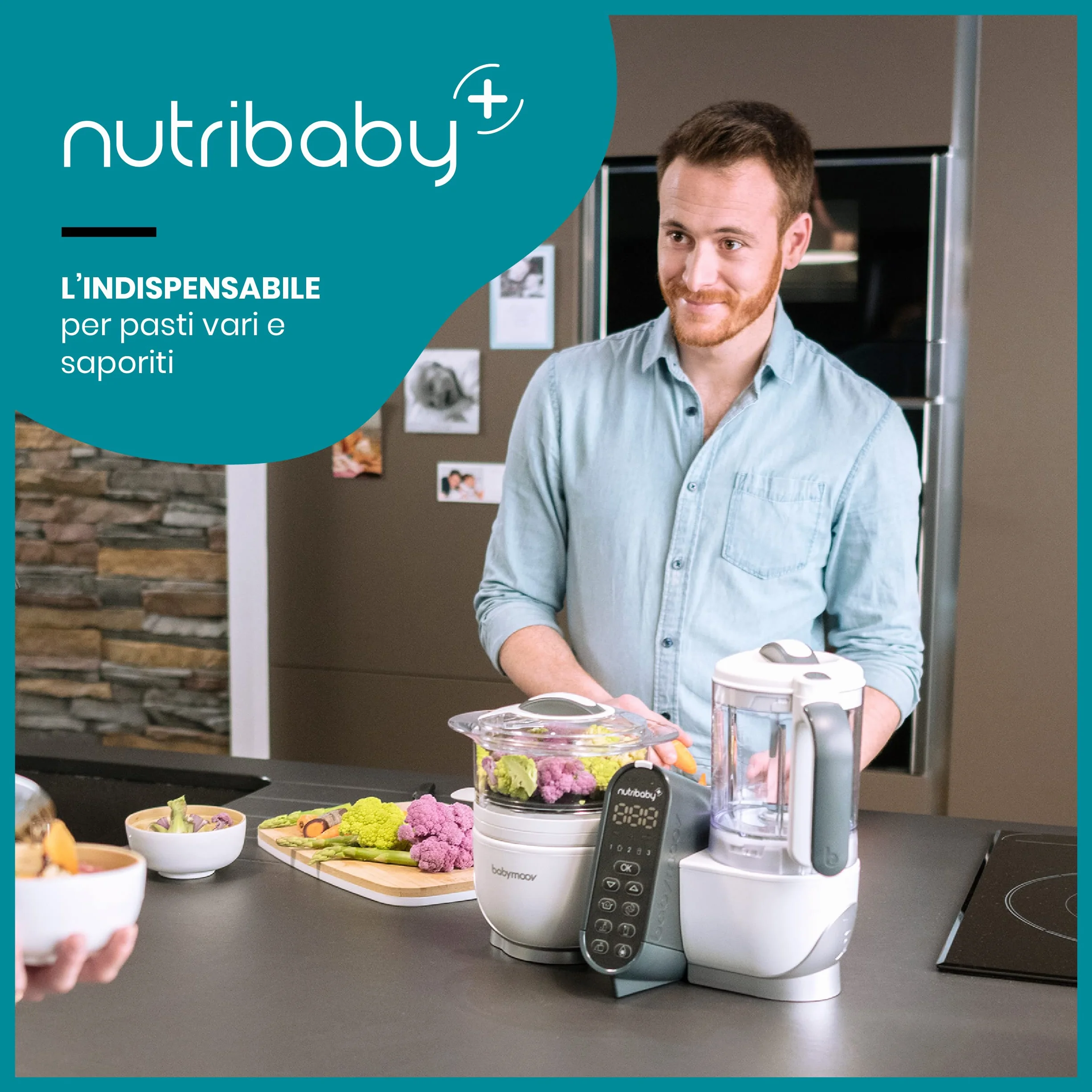 Babymoov Nutribaby+ Cuocipappa Multifunzione 6 in 1 Cuocivapore Frullatore Grande Capacità Bianco
