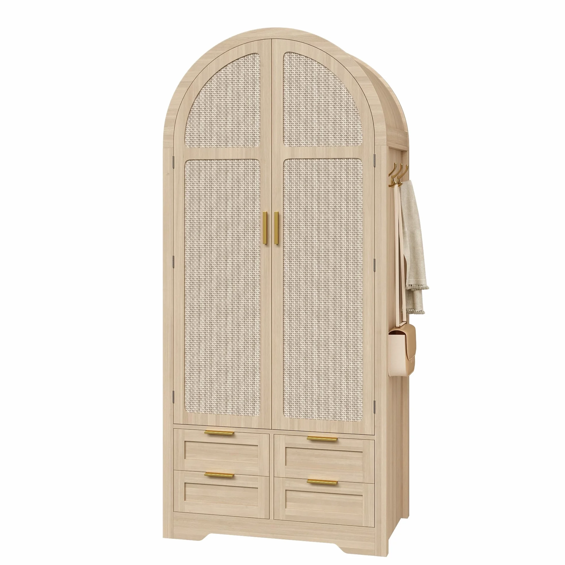 Armadio moderno 2 ante 80x50x179 cm con barra appendiabiti e cassetti
