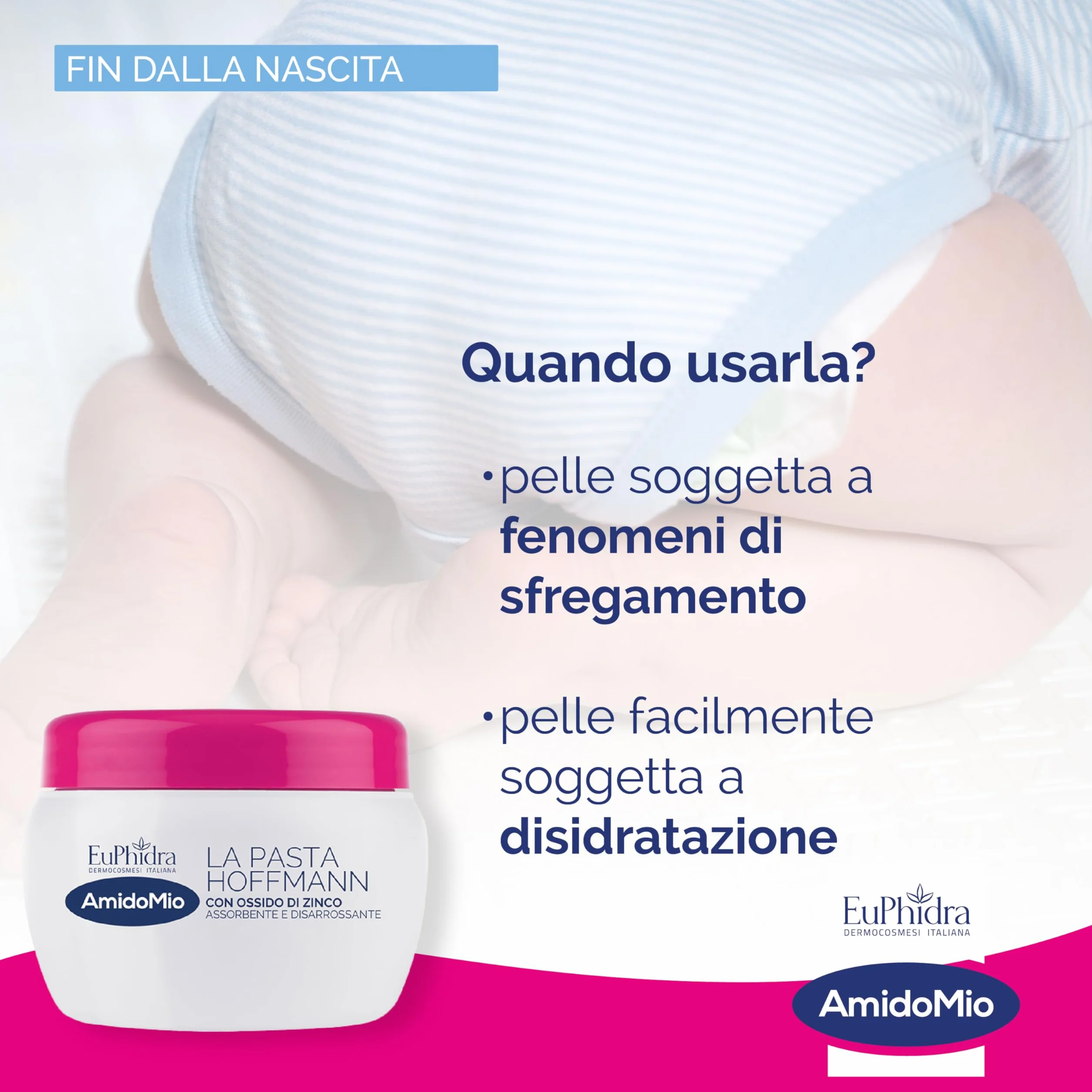 Euphidra AmidoMio Pasta di Hoffmann 300g Azione Lenitiva Protettiva Olio di Oliva Ossido di Zinco Pelle Delicata Bambino