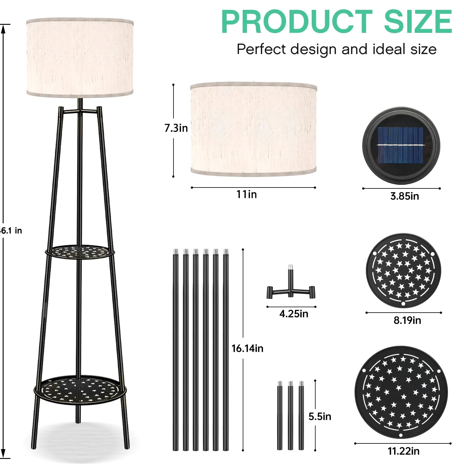 VISFLAIR Confezione da 2 luci solari con supporto per piante a 2 livelli, lampade da terra per esterni, impermeabili, a LED Edison, lampade da terra per patio, portico, terrazza, cortile, decorazione
