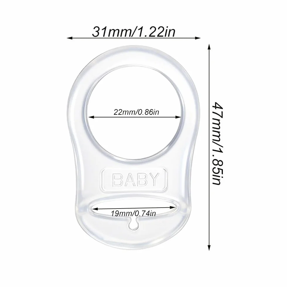 Adattatore per Ciuccio in Silicone Trasparente, 2 Pezzi Anello con Clip Supporto Porta Ciuccio