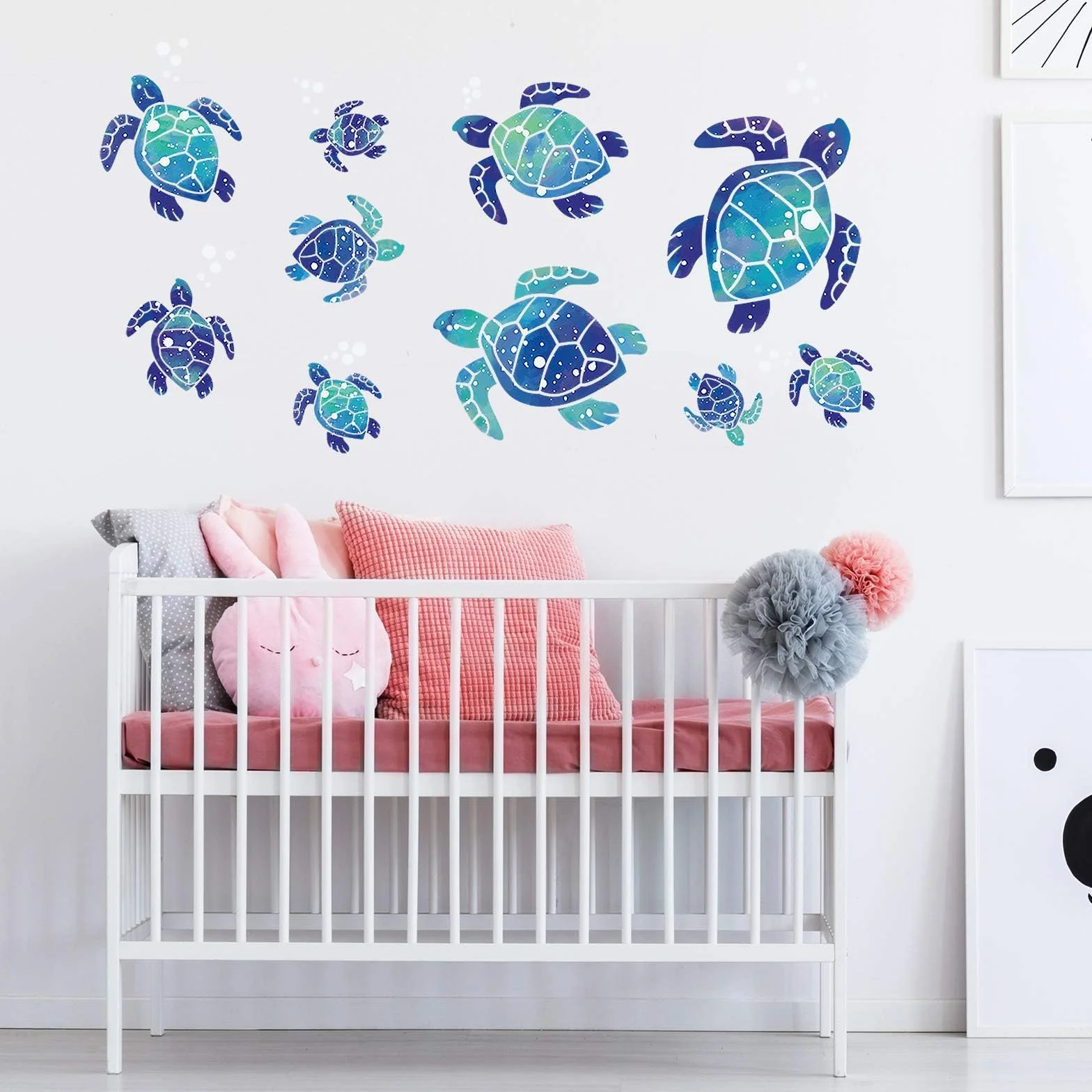 12 Pezzi Adesivi Murali Tartaruga Impermeabili per Bagno Blu Decorativi