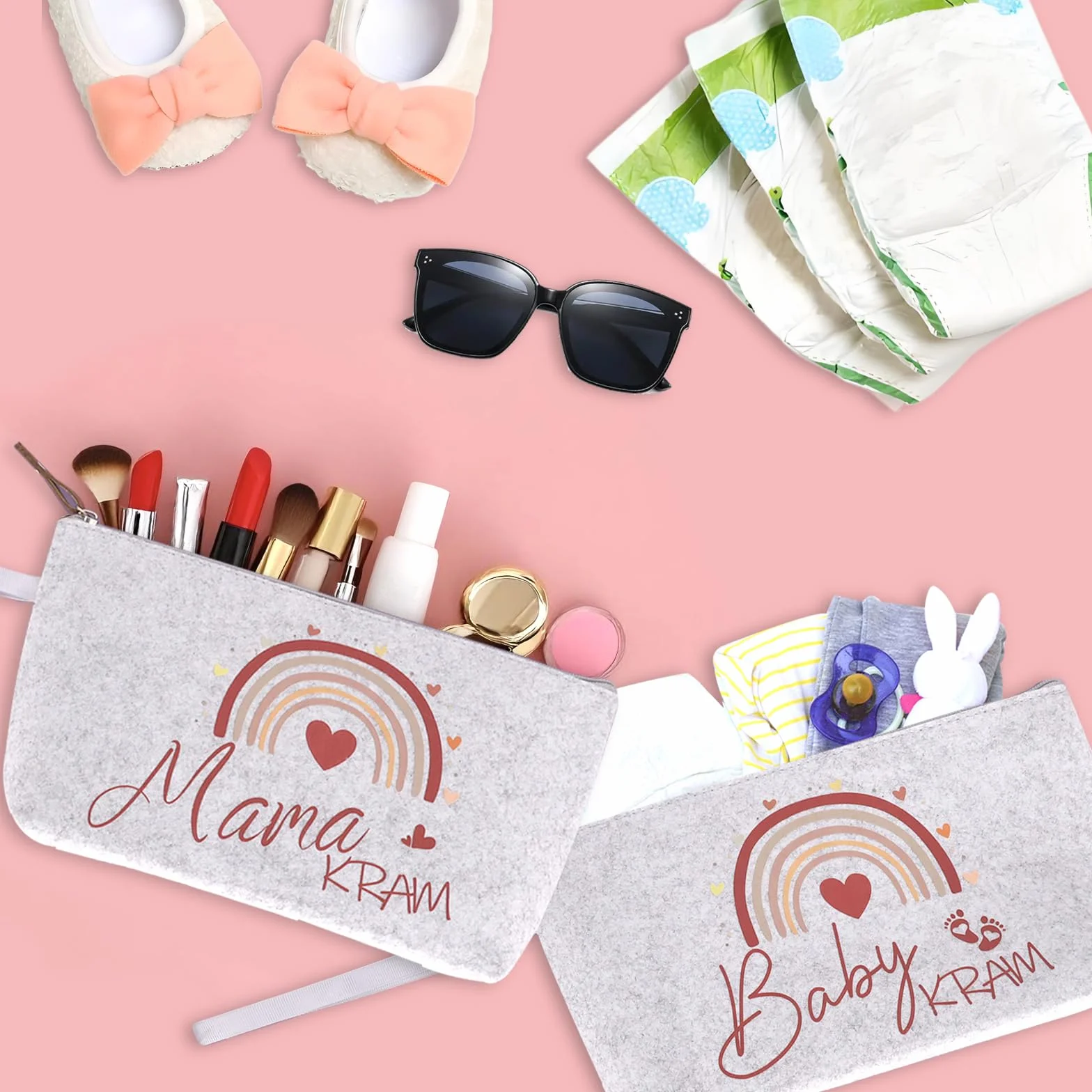 Borsa clinica nascita in feltro con chiusura lampo Kram Baby per future mamme