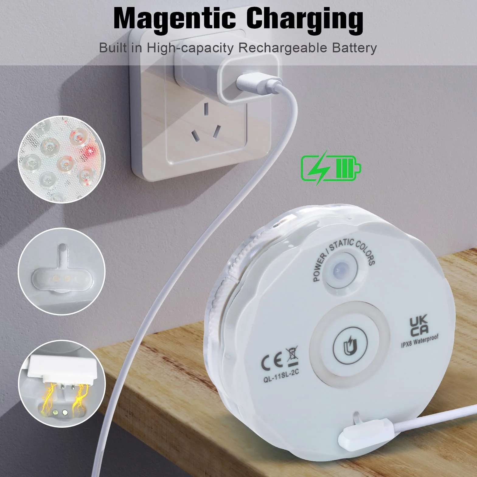Idealife Luce Ricaricabile Usb Luci Subacquee Luci A LED Con Telecomando Decorativa Impermeabile Magnetica Luce Notturna Luce Acquario Sommergibile Per Giardino Natale Feste Spa Campeggio(2 Pcs)
