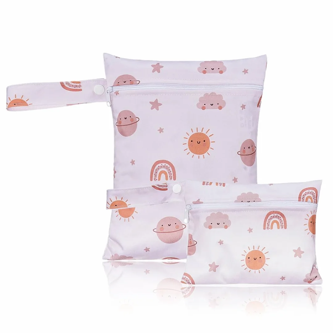 SULIUDAJI 2 Pezzi Wet Bag Pannolini Lavabili Mini Borsa Riutilizzabile Arcobaleno