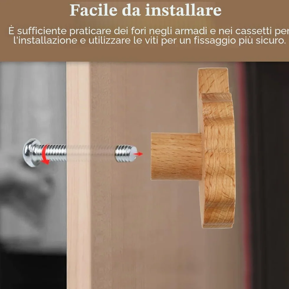 Pomelli per Mobili Bambini Maniglie Armadio Orso Leone Coniglio 8 pz Legno Viti