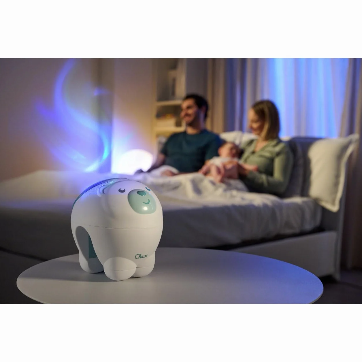 Chicco First Dreams Proiettore Orso Polare 2in1 da Culla e Comodino, Luce Notturna per Bambini, Musica Classica e Suoni Natura, Neonato 0+ Blu