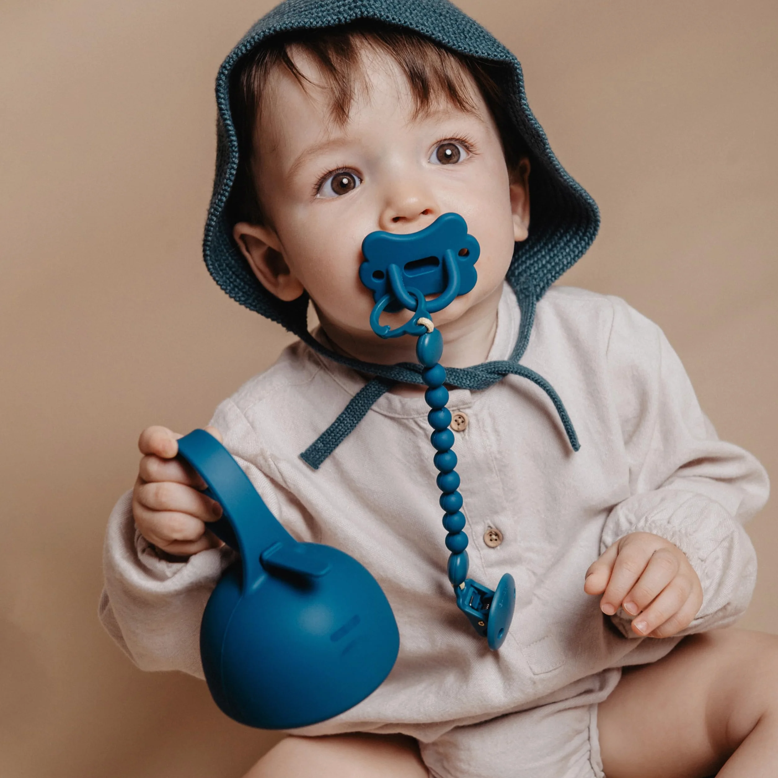 Suavinex Ciuccio Tutto in Silicone per Bambini 6/18 Mesi Tettarella Fisiologica Sx Pro Blu Oceno