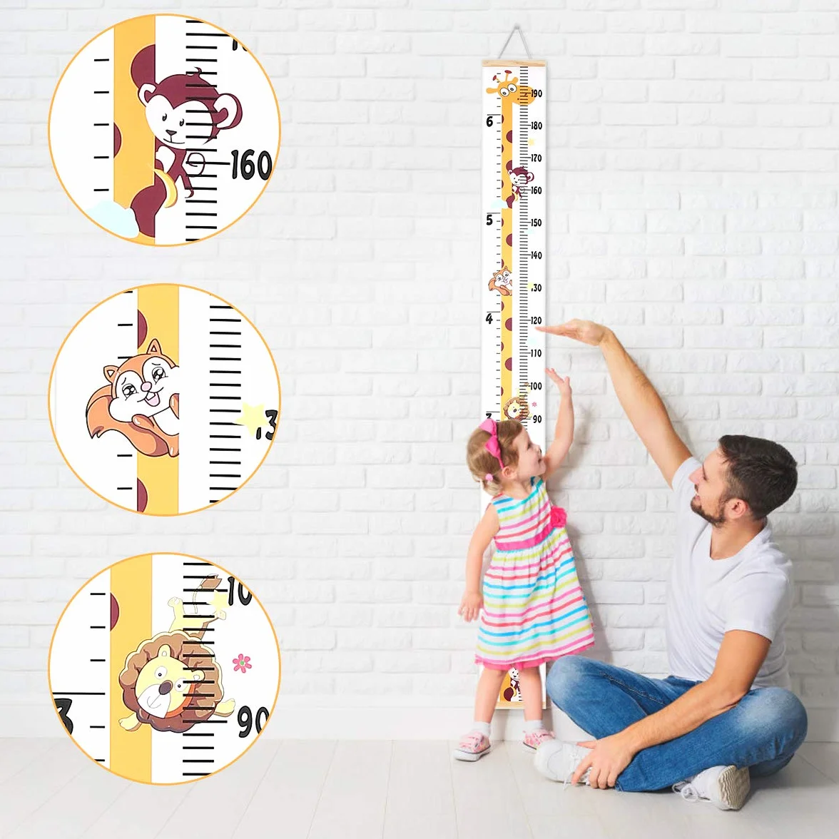 Grafico di Crescita del Bambino 200 x 20 cm, Righello di Misura dell'Altezza in Tela per Parete