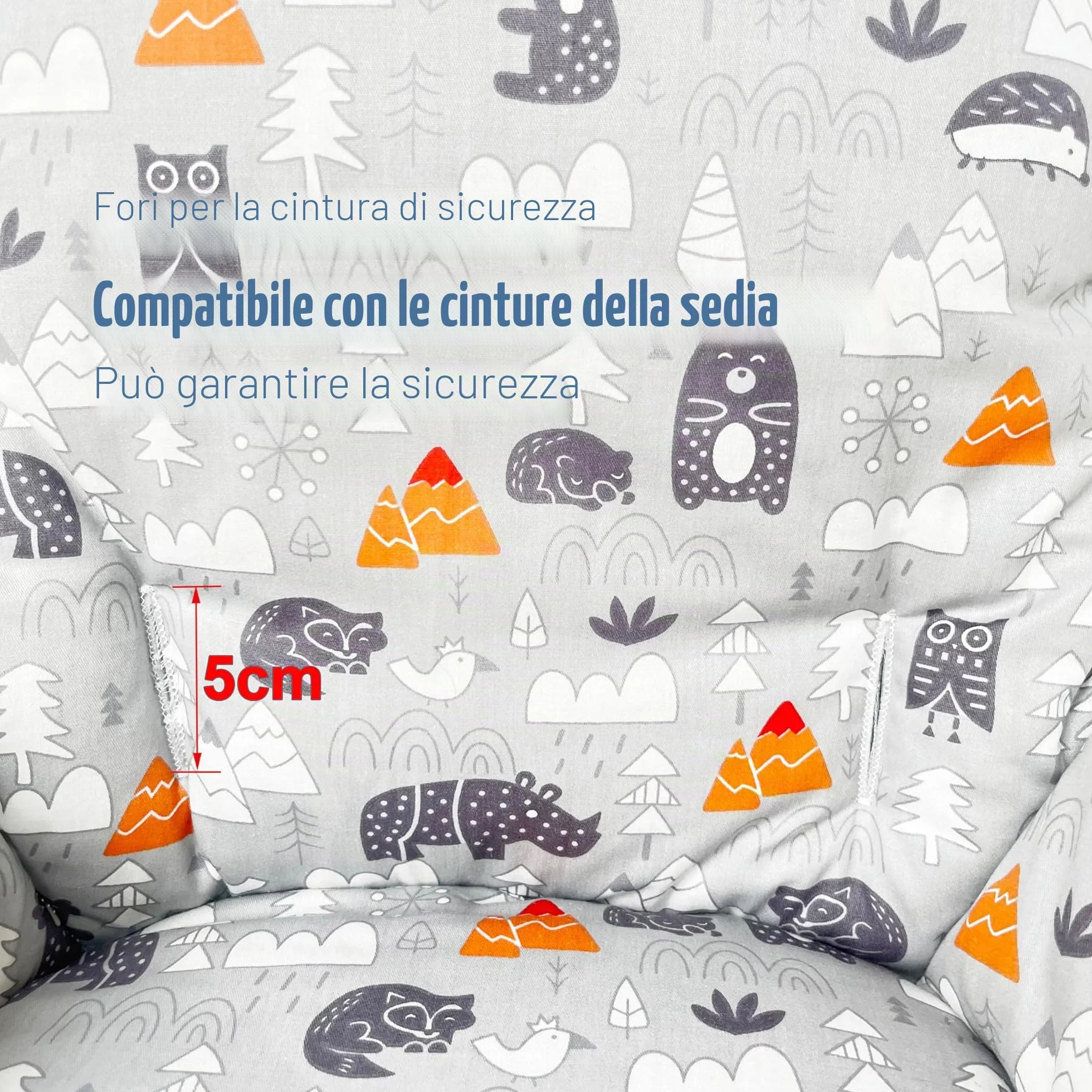 Chicco Cuscino per sedia in cotone imbottito pieghevole grigio