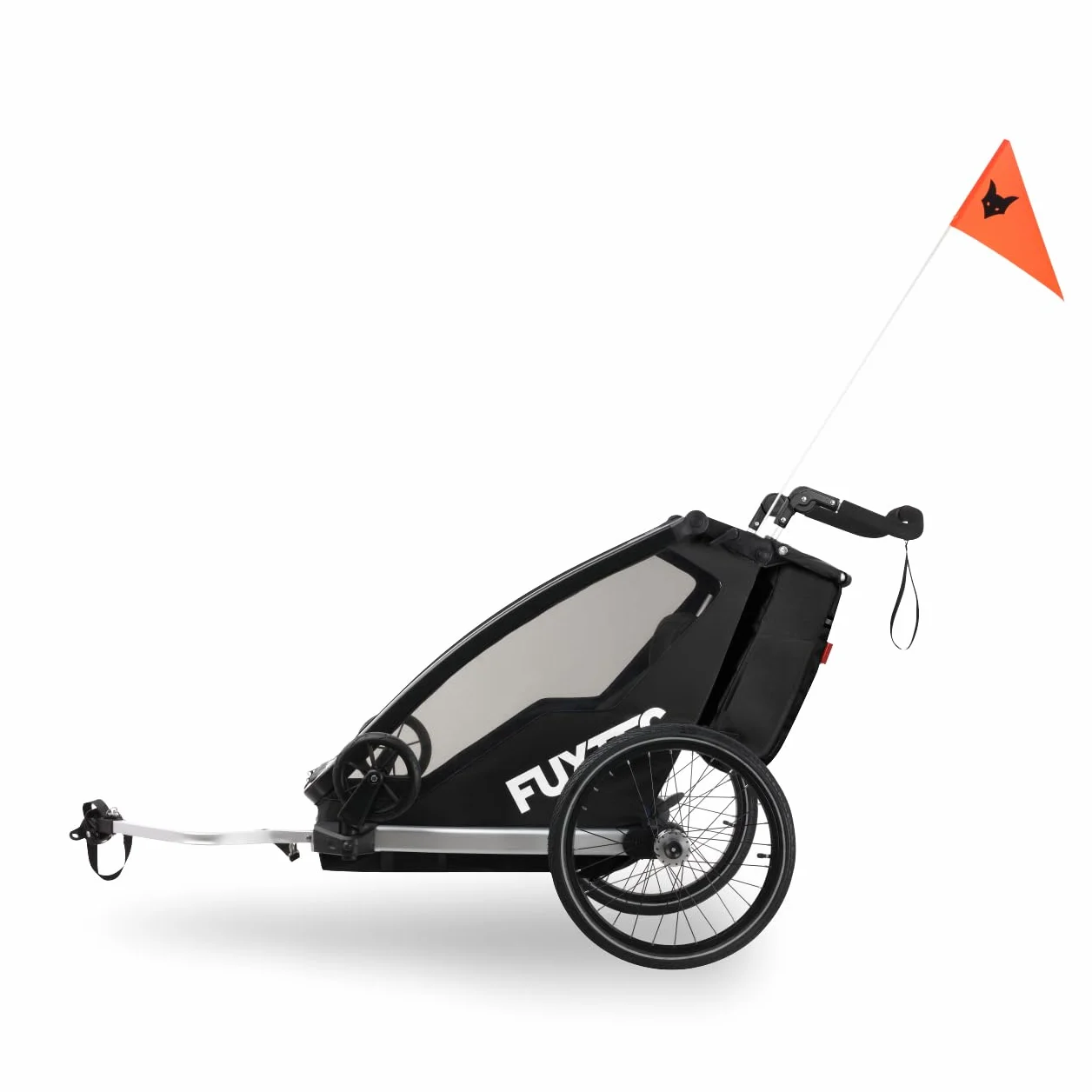 FUXTEC Rimorchio per Bici FX-FA1S Carrello 1 Posto Bambini Pieghevole Parasole Parapioggia Cintura Sicurezza