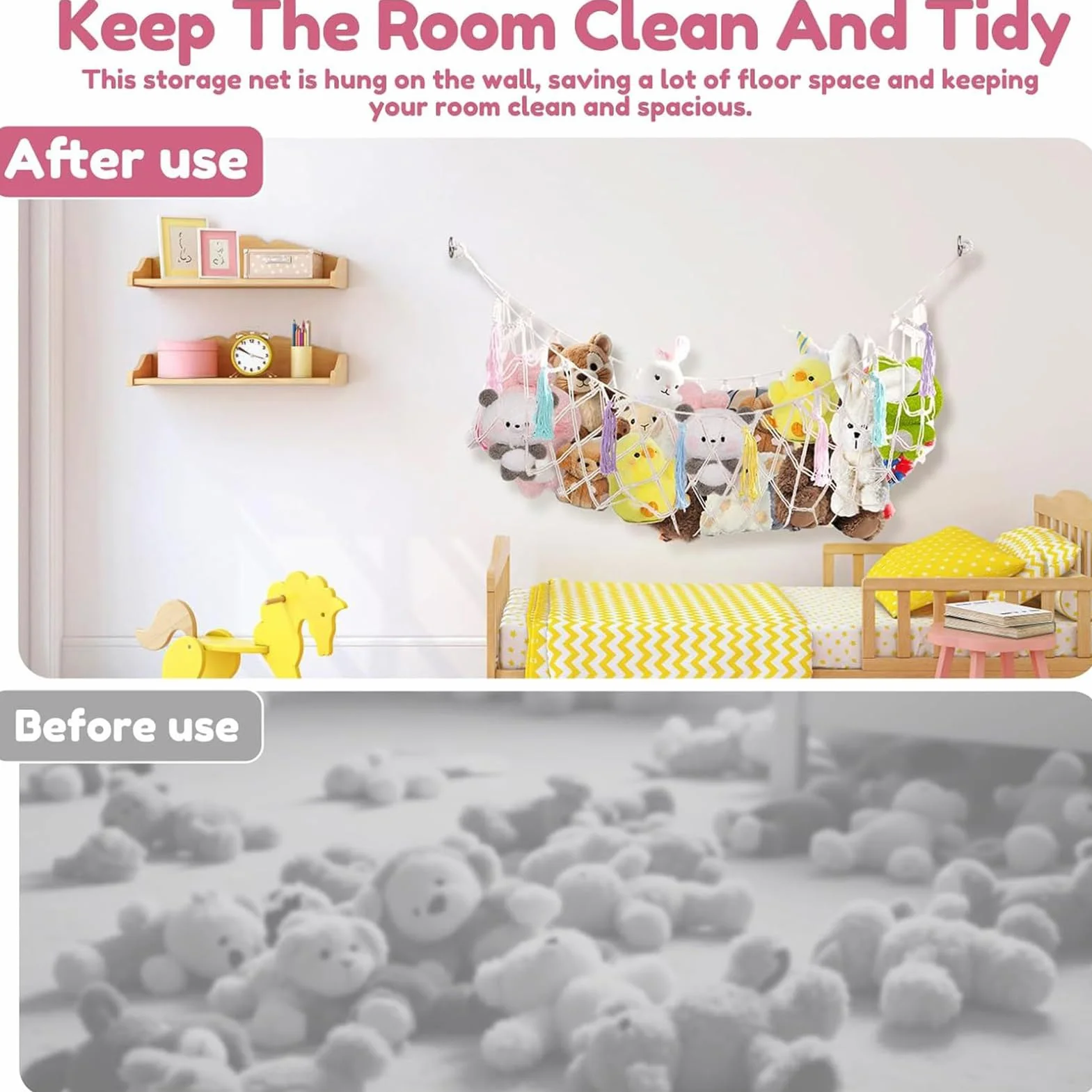 Rete Amaca Per Animali Di Peluche Resistente Grande Decorazione Stanza Porta Giocattoli Rete Maglia Organizzazione Esposizione