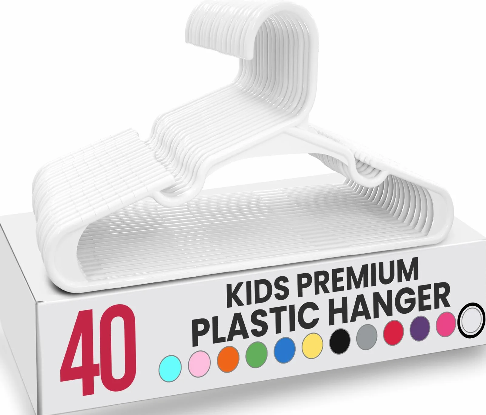Utopia Home Appendiabiti per Bambini e Neonati, 40 Pack – Grucce Sottili, Durevoli, Salvaspazio, Bianco