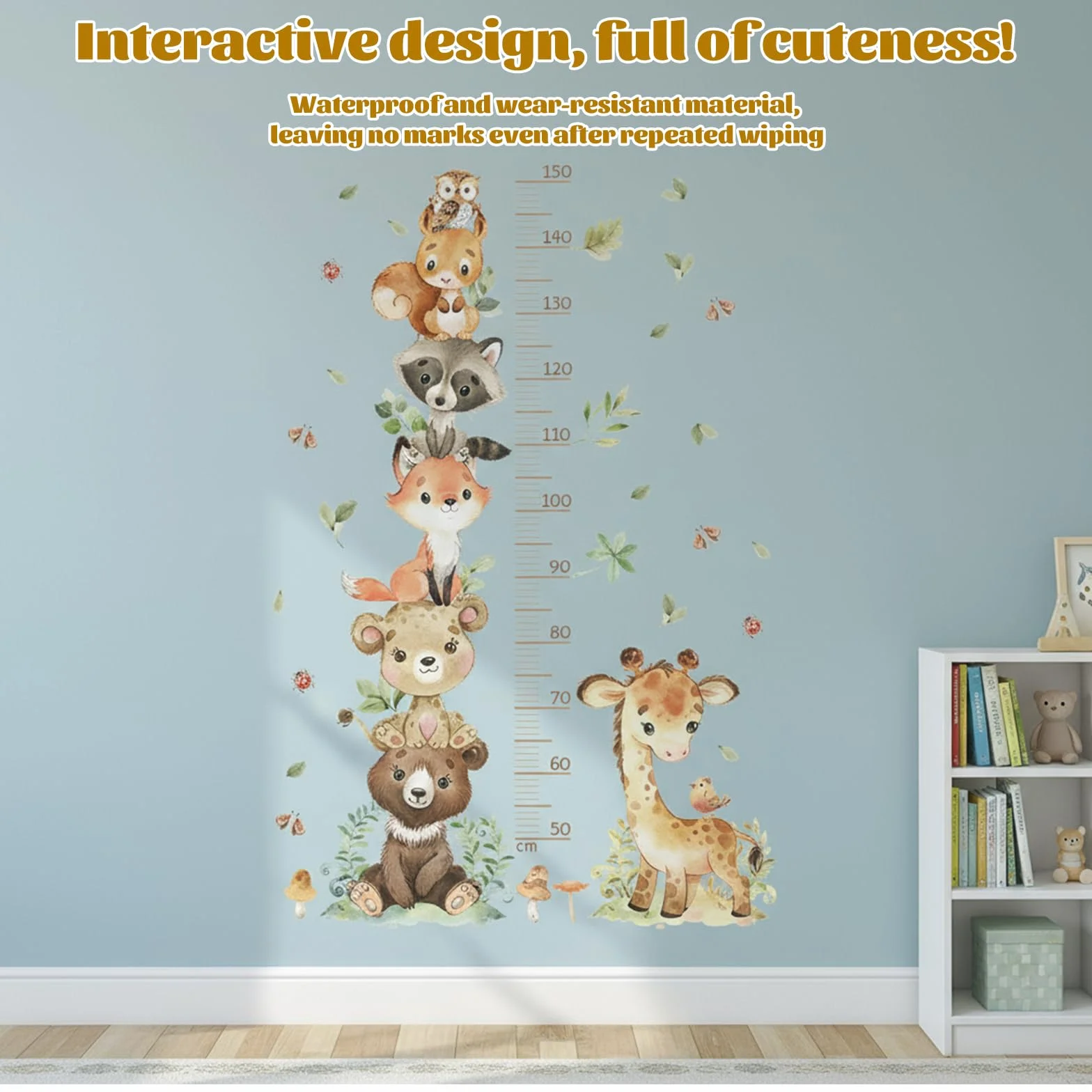 Metro Bambini Parete Adesivi Murali Animali Foresta Tabella Altezza 50-150 cm Decorazione Cameretta