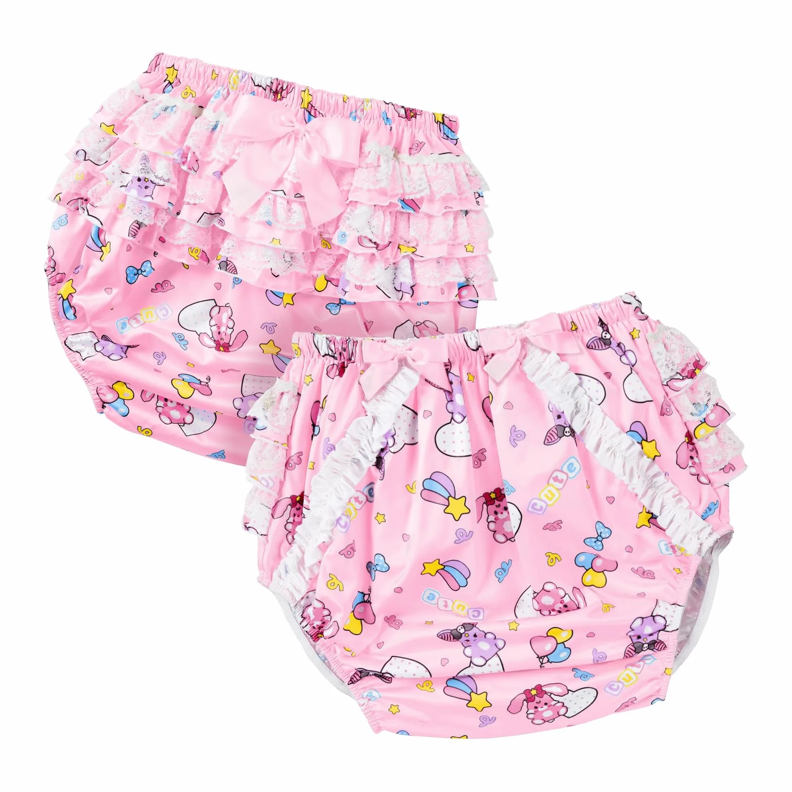 LittleForBig Pannolino Copertura Impermeabile Riutilizzabile Lavabile Fiocco In Pizzo Modello Usagi & Bella Rosa M