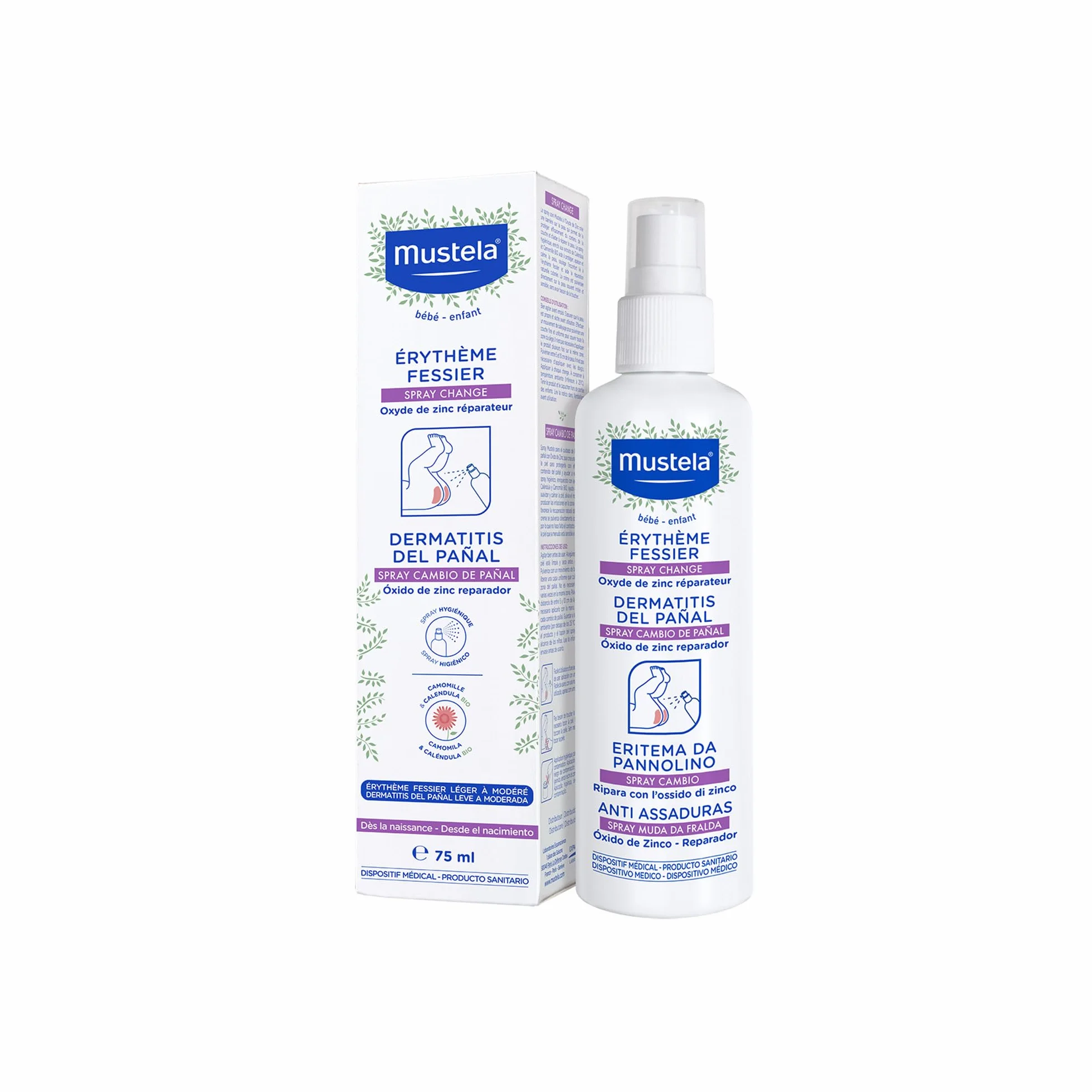 Mustela Spray Cambio Pannolino Ossido di Zinco 75ml per Eritema Neonati