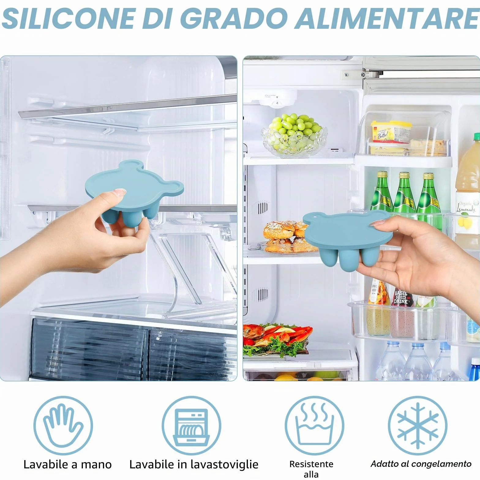 Ciuccio Per Alimenti Aolso, Ciuccio Per Frutta Alimentatore, Allevia Dolore Gengive, Vassoi Congelatore (Blu)