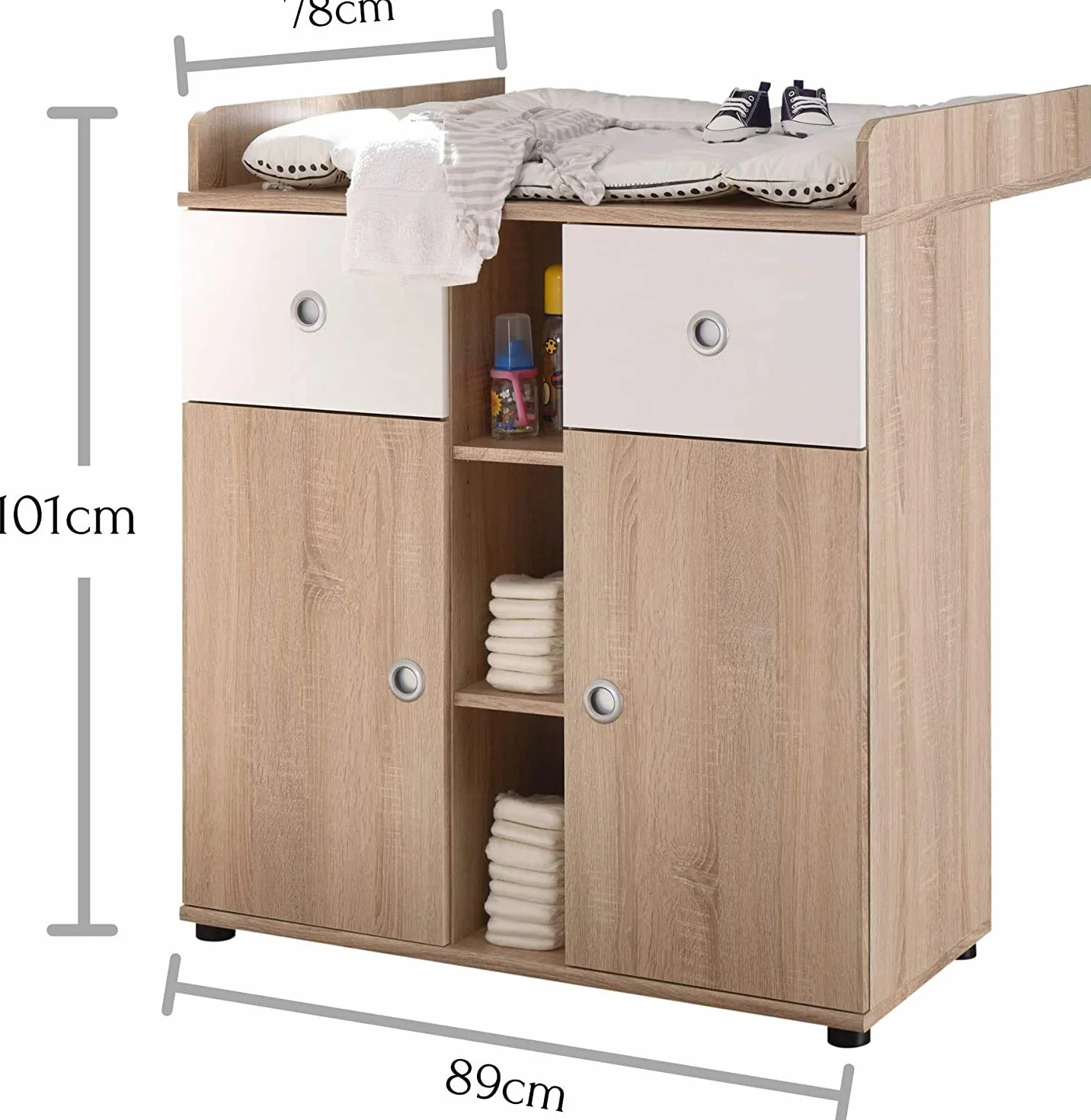 AVANTI TRENDSTORE Werni Fasciatoio in legno laminato colore quercia Sonoma/bianco