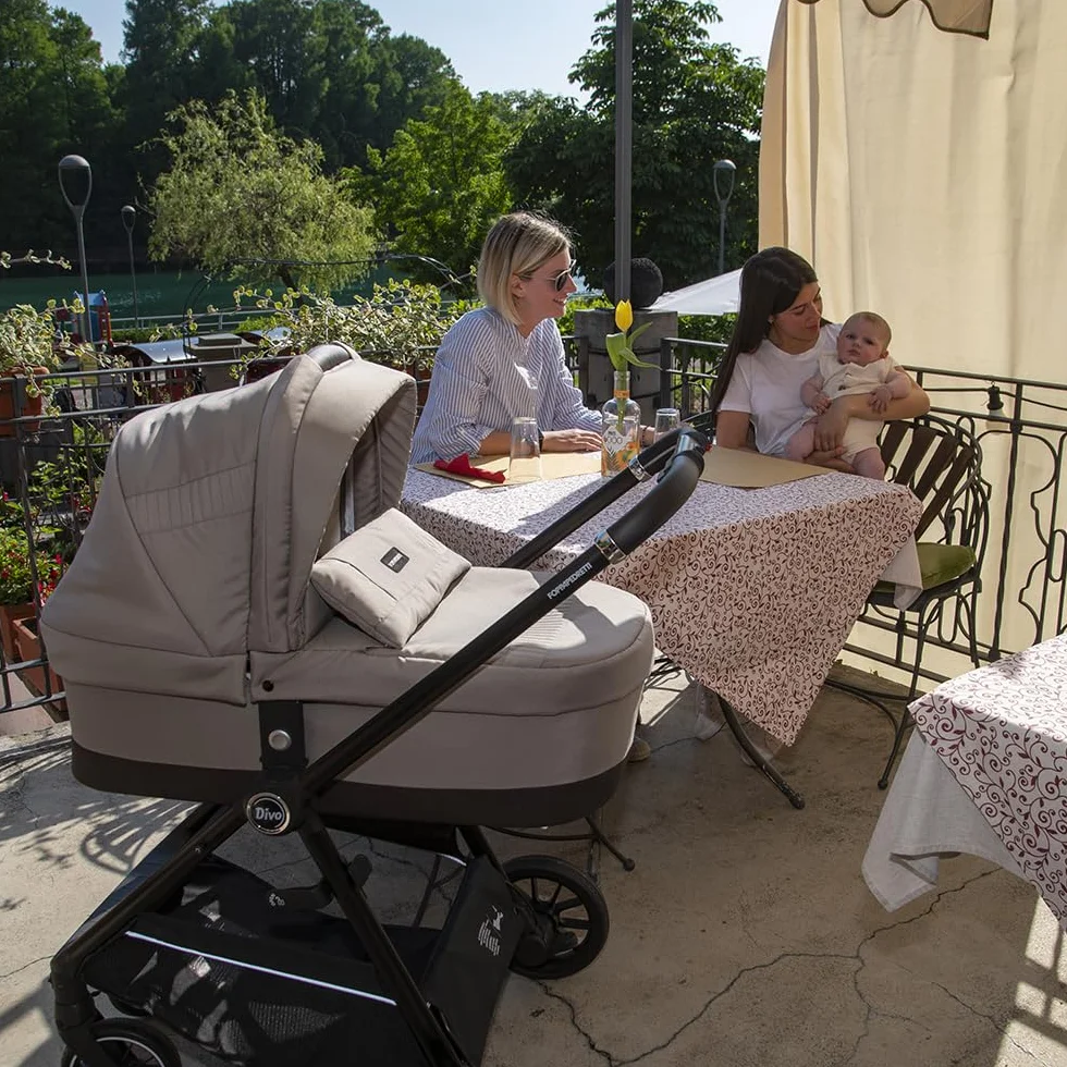 Foppapedretti Trio Divo I-Size, System Modułowy dla Dzieci, Gondola Wózek i Fotelik Samochodowy I-Size, Składany, Zgodny z ECE R129, Lekki