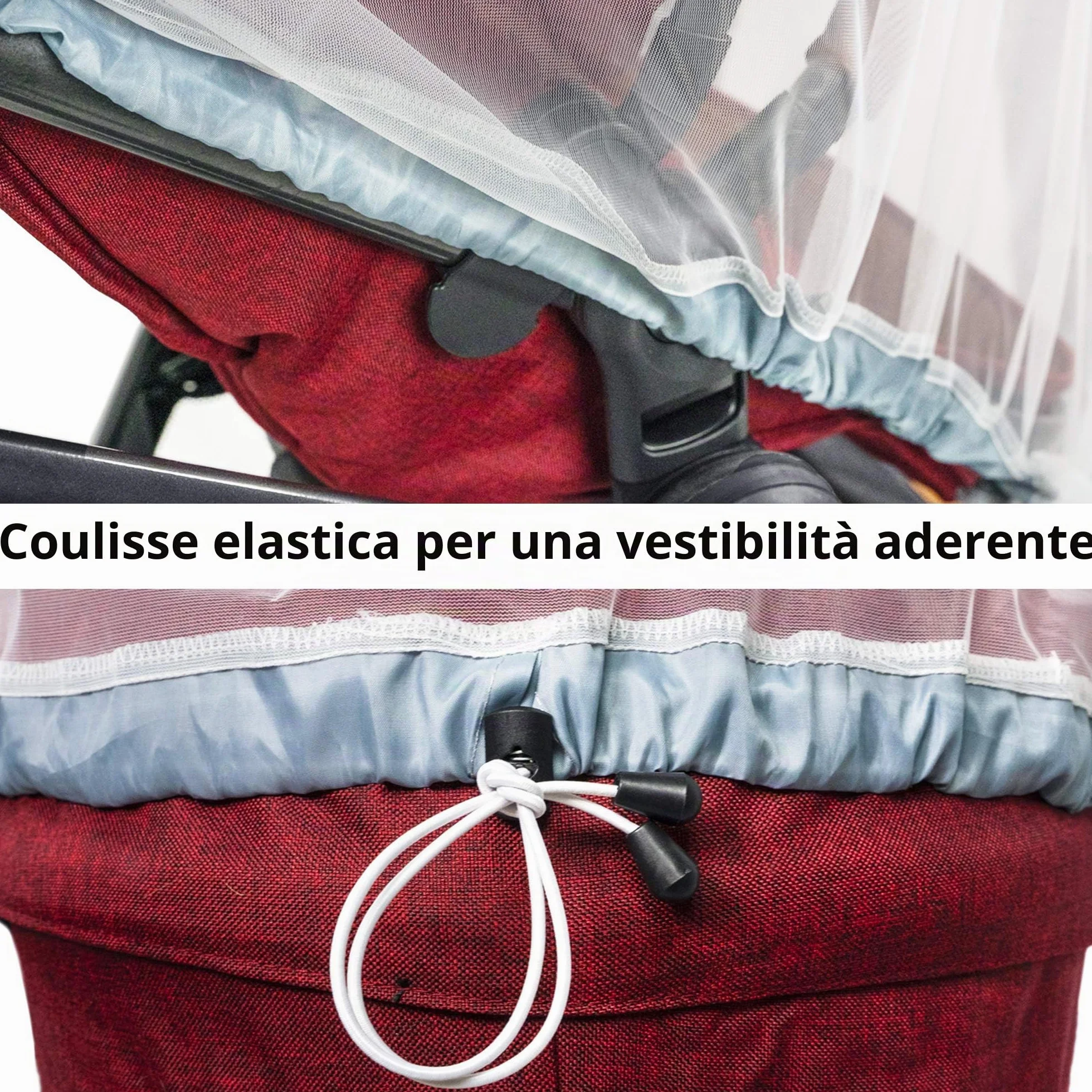 Baby Zanzariera per Passeggino Marsupio Culla – Cordoncino Elastico Protezione Aderente – Baldacchino Scudo 1000 Maglie
