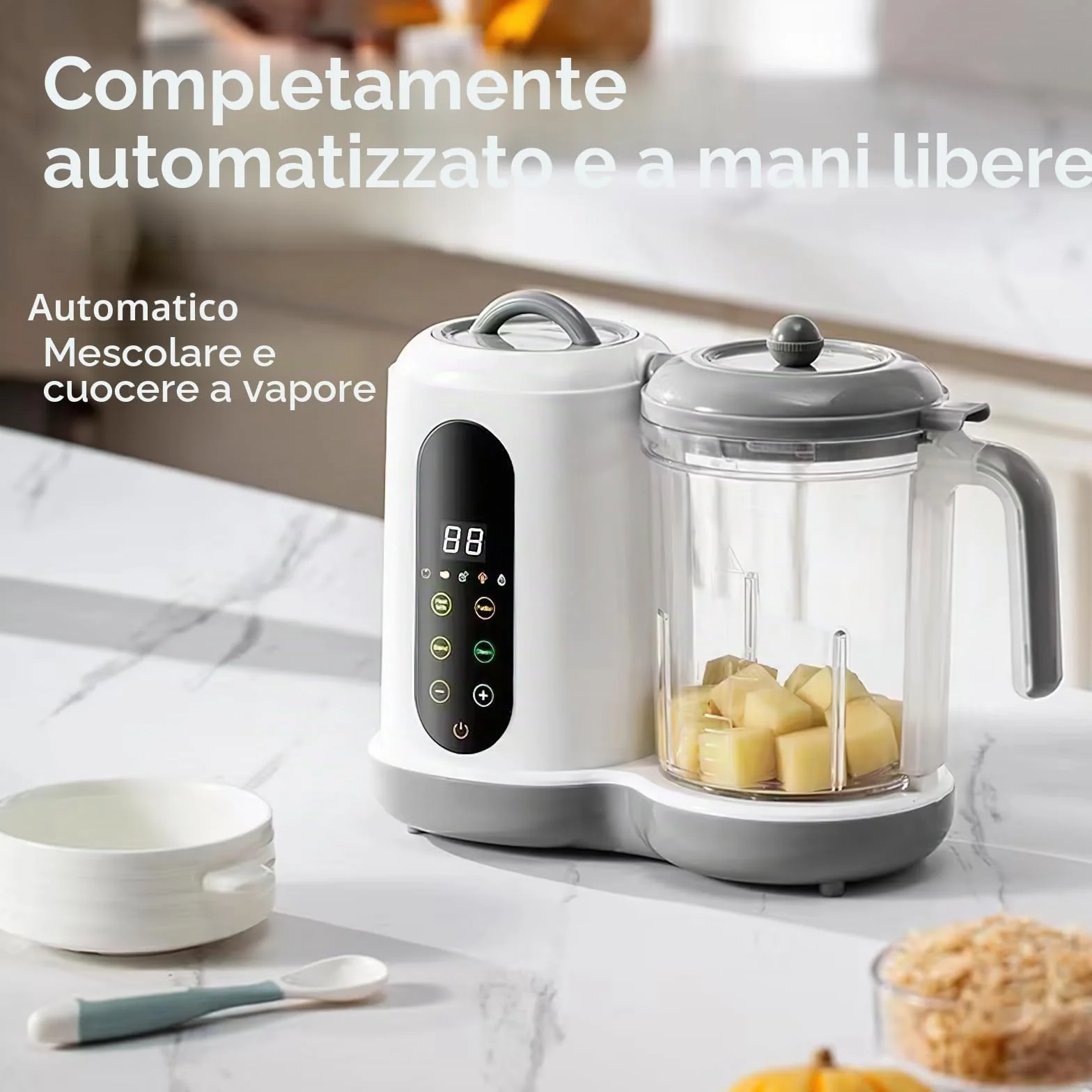 Frullatore per Bambini Cuocipappa Vapore 400ML, Pulizia Automatica, Schermo Touch