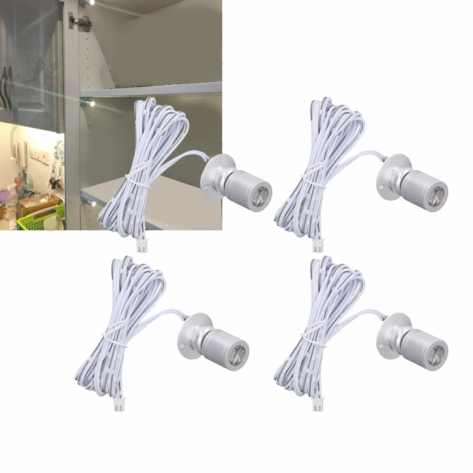 4 Faretti Con Display A Led, Mini Faretti Dimmerabili Da 5 V, Alimentati Tramite Usb Faretti Da Interni Faretti Con Display A Led Per Vetrina Di Gioielli, Portico D'ingresso (Luz De La Naturaleza)