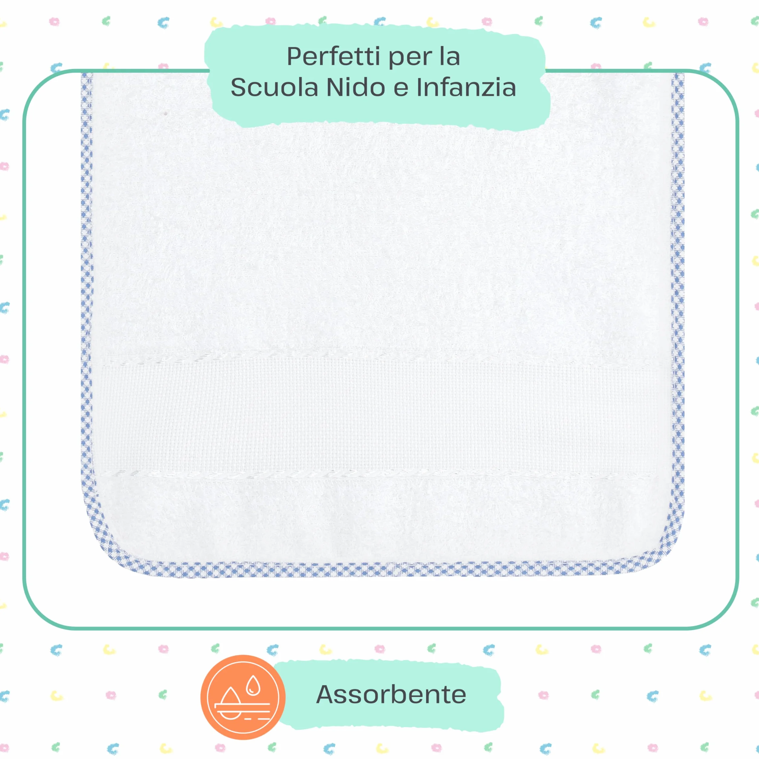 Bavaglini tela aida da ricamare asilo elastico spugna cotone bambini prodotti in Italia