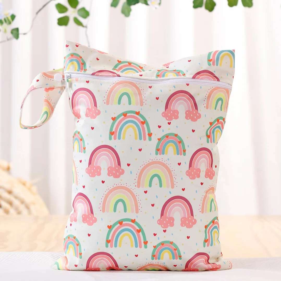 Borsa per Pannolini Riutilizzabile Wet Bag - 1 Pezzo per Pannolini Lavabili, Vestiti Sporchi e Altro (Arcobaleno)