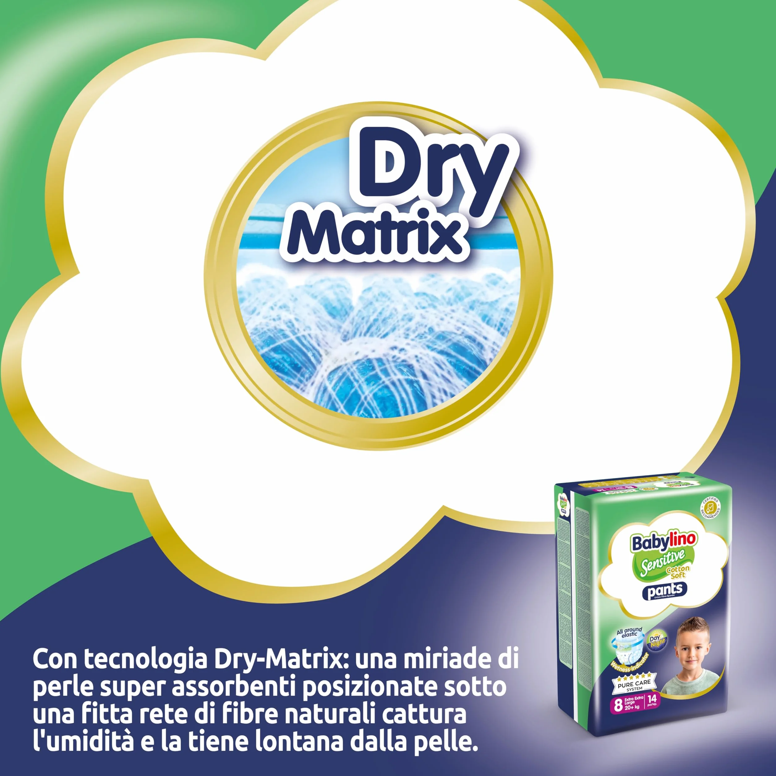 Babylino Sensitive Cotton Soft Pannolini Mutandina Taglia 8 XXL 20+ Kg 14 Unità