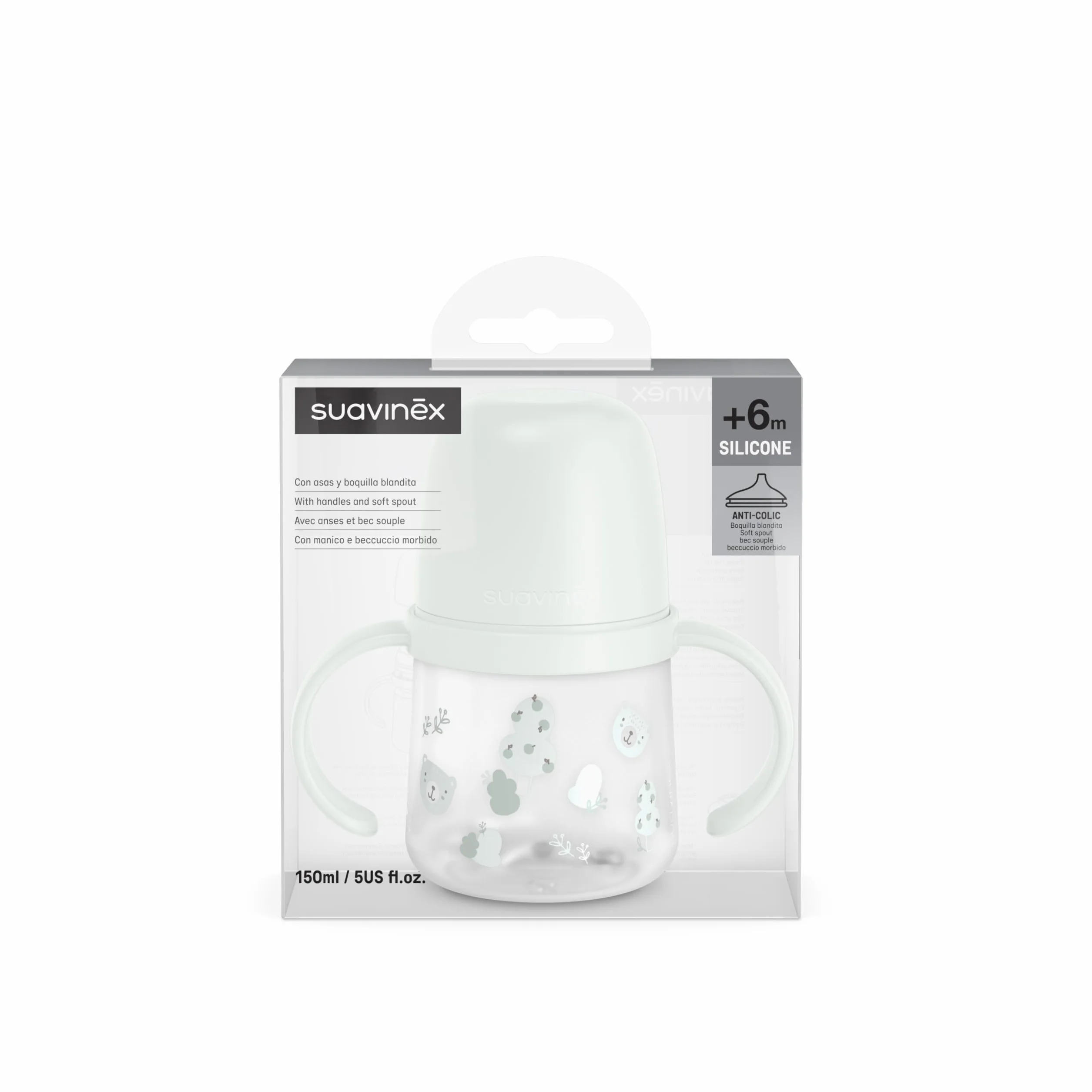 Bicchiere di Apprendimento Suavinex per Neonati+6 Mesi 150 ml Beccuccio in Silicone Anticolica
