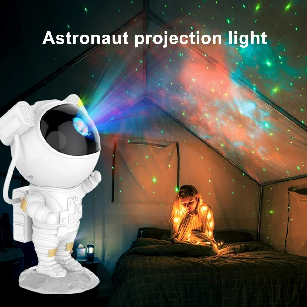 Proiettore di luce notturna stellata Astronauta Lampada di proiezione a LED con telecomando Angolo della testa regolabile Bambini Adulti Casa Festa Decorazione Soffitto Natale