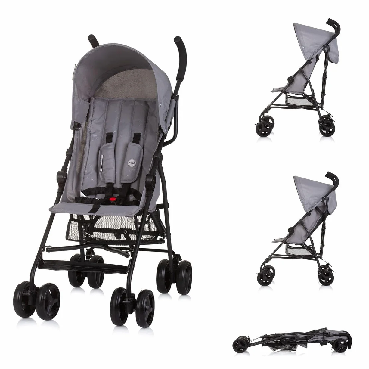 Passeggino Chipolino Buggy Point Cintura 5 punti schienale regolabile grigio