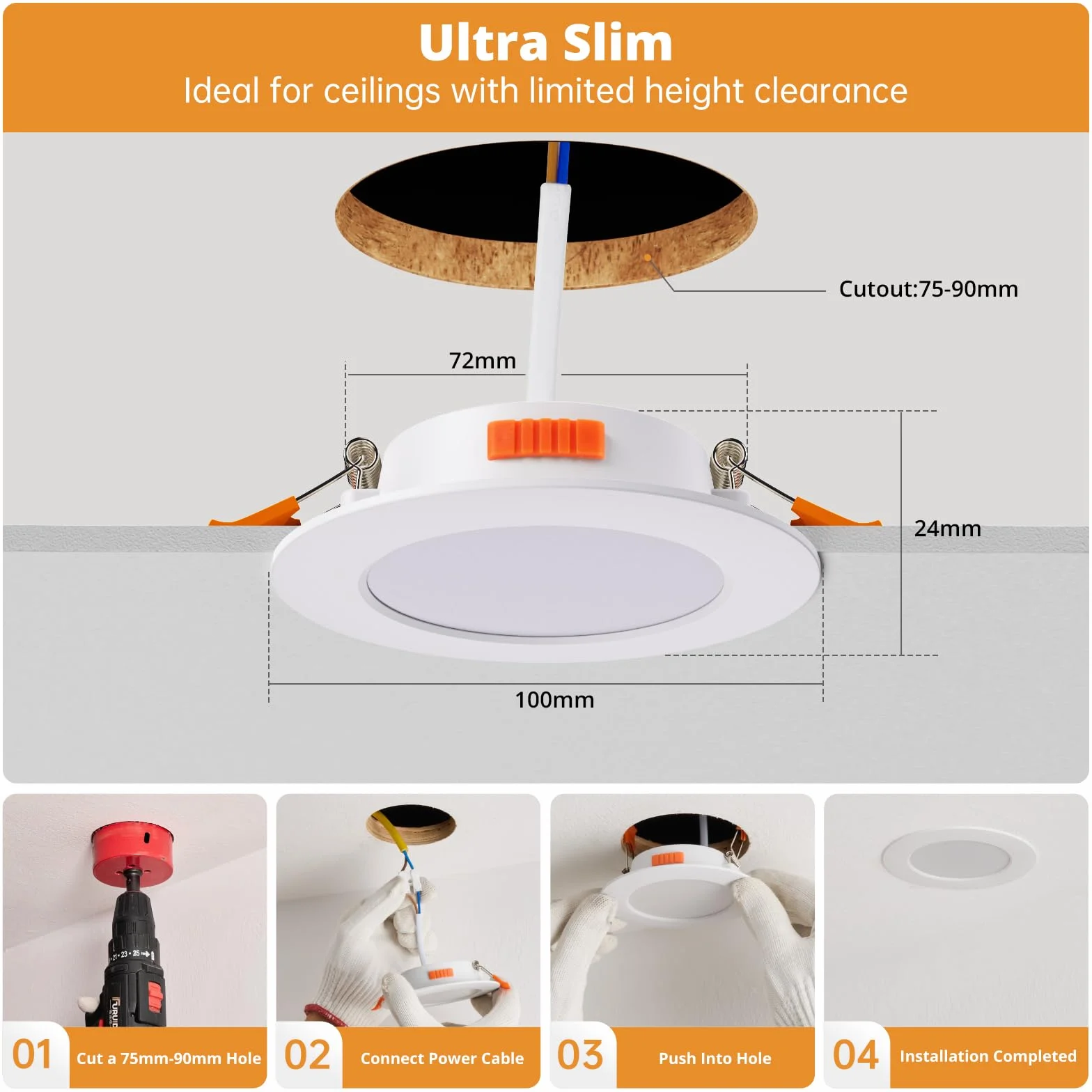 wowatt Faretti Led Da Incasso Per Cartongesso - Faretti Da Soffitto Dimmerabile 7w Faretti IP44 Caldo 2700k Neutro 4000k Freddo 6000k 75-90mm 600lm Ultrasottili 220-240v Faretto Led Incasso Set Di 20