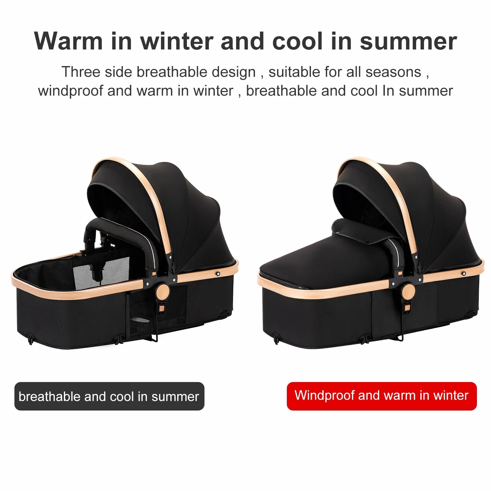 Passeggino 3 in 1 Trio Navicella Neonato Sistema Viaggio Seggiolino Auto 0-36 Mesi Nero