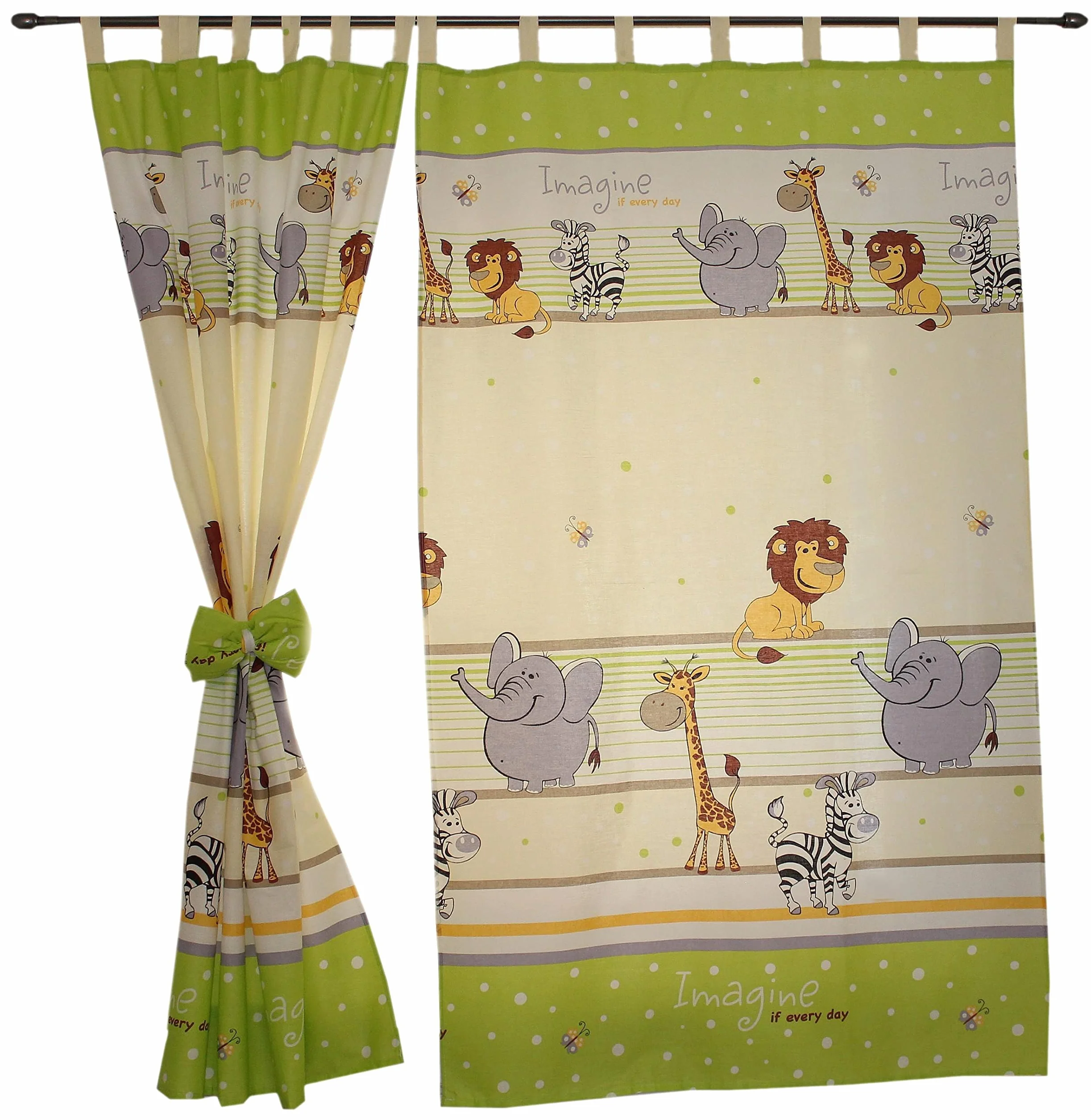 TupTam Tende con Bracciali per Camerette per Bambini 2 pz, Verde, 155x95 cm