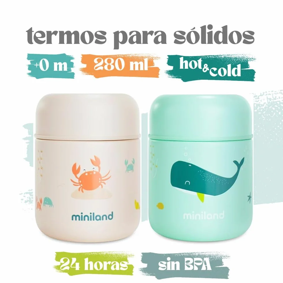 Miniland Thermos Bebè Alimenti 280ml Acciaio Inox Doppia Parete