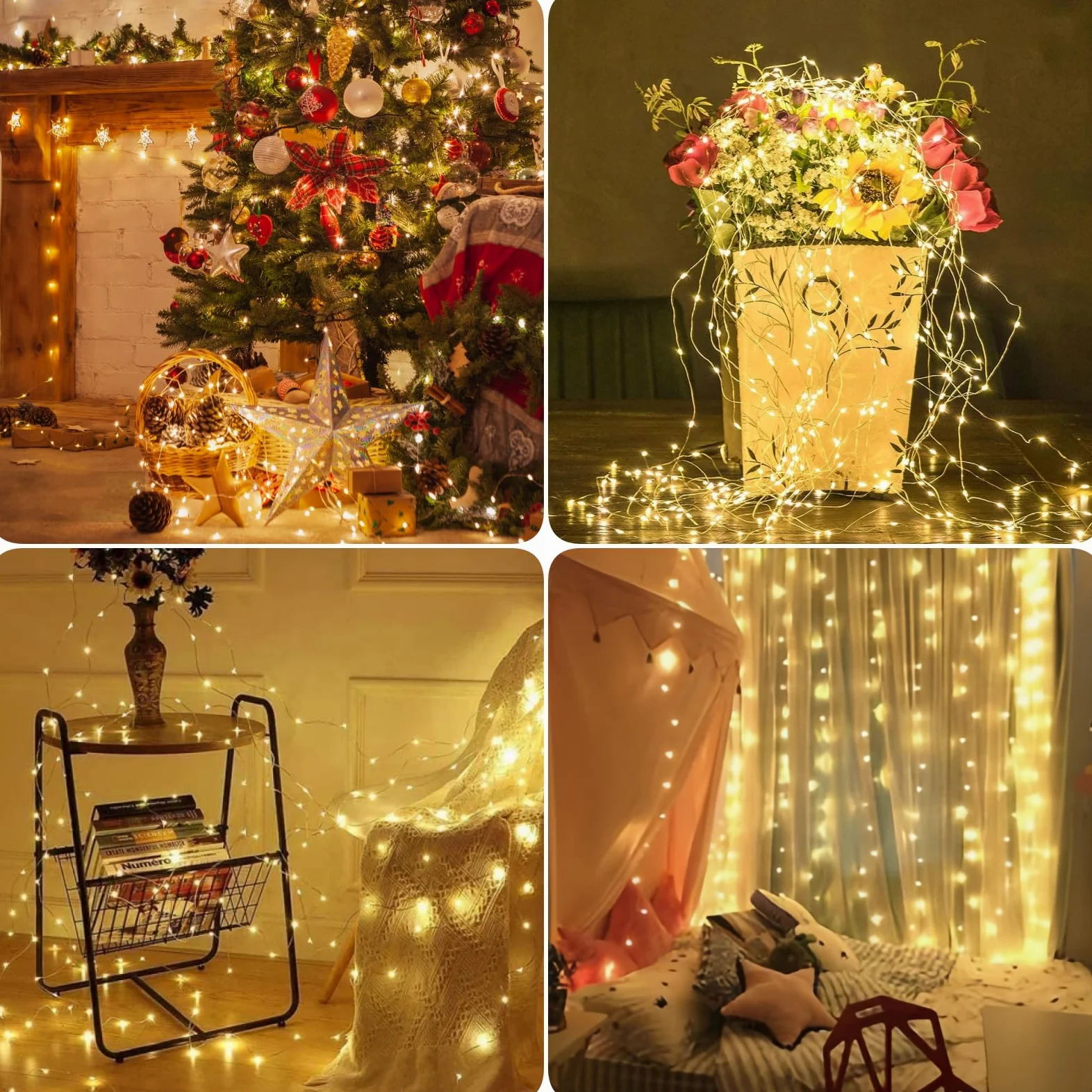 Confezione da 24 luci a batteria, 2,8 m, con 20 luci a LED, impermeabili, per matrimoni, Natale, San Valentino, barattoli, centrotavola, decorazioni da tavola (bianco caldo)