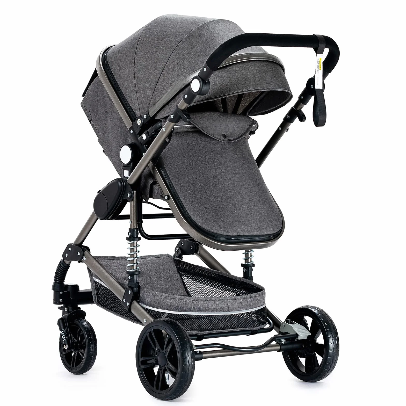 Magic Trio Passeggino 3 in 1 Carrozzina Neonati Portatile Pieghevole Un Clic Spinta Reversibile Grigio