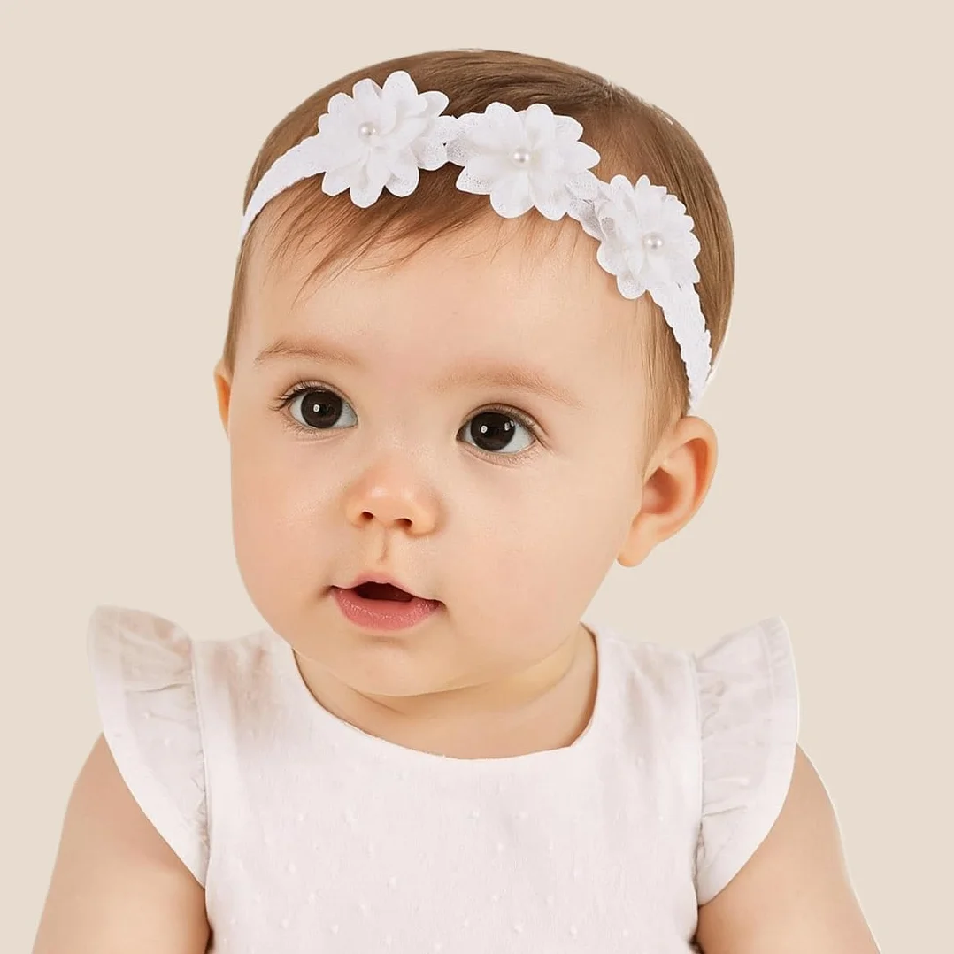 Fasce per capelli in pizzo per bambini, fascia neonato, 2 pezzi, testa 37-48 cm