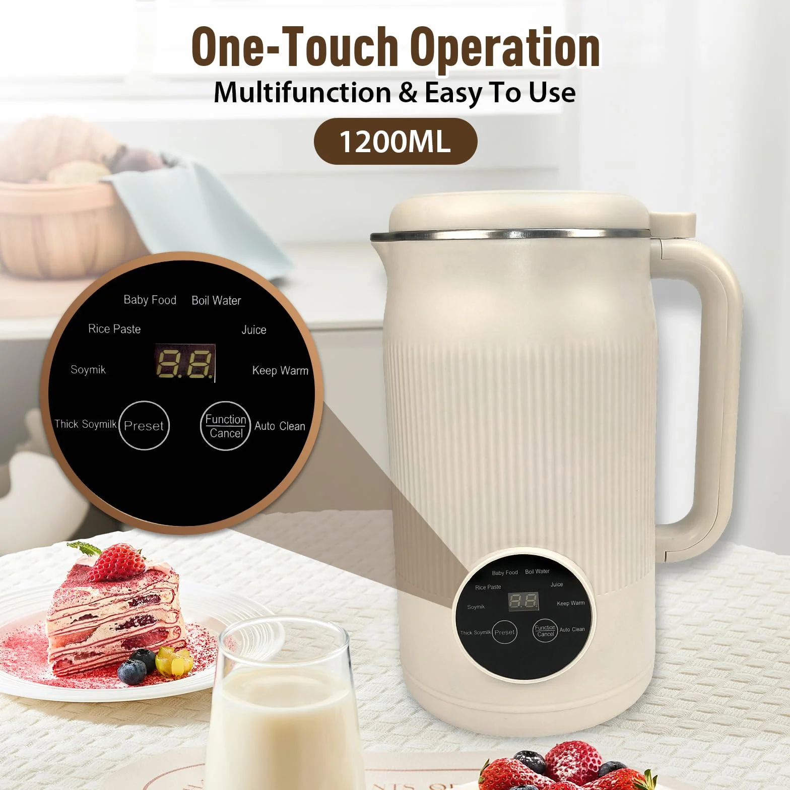 Macchina per latte di soia automatica 8 in 1 1200 ml robot da cucina con avvio ritardato mantiene caldo autopulente
