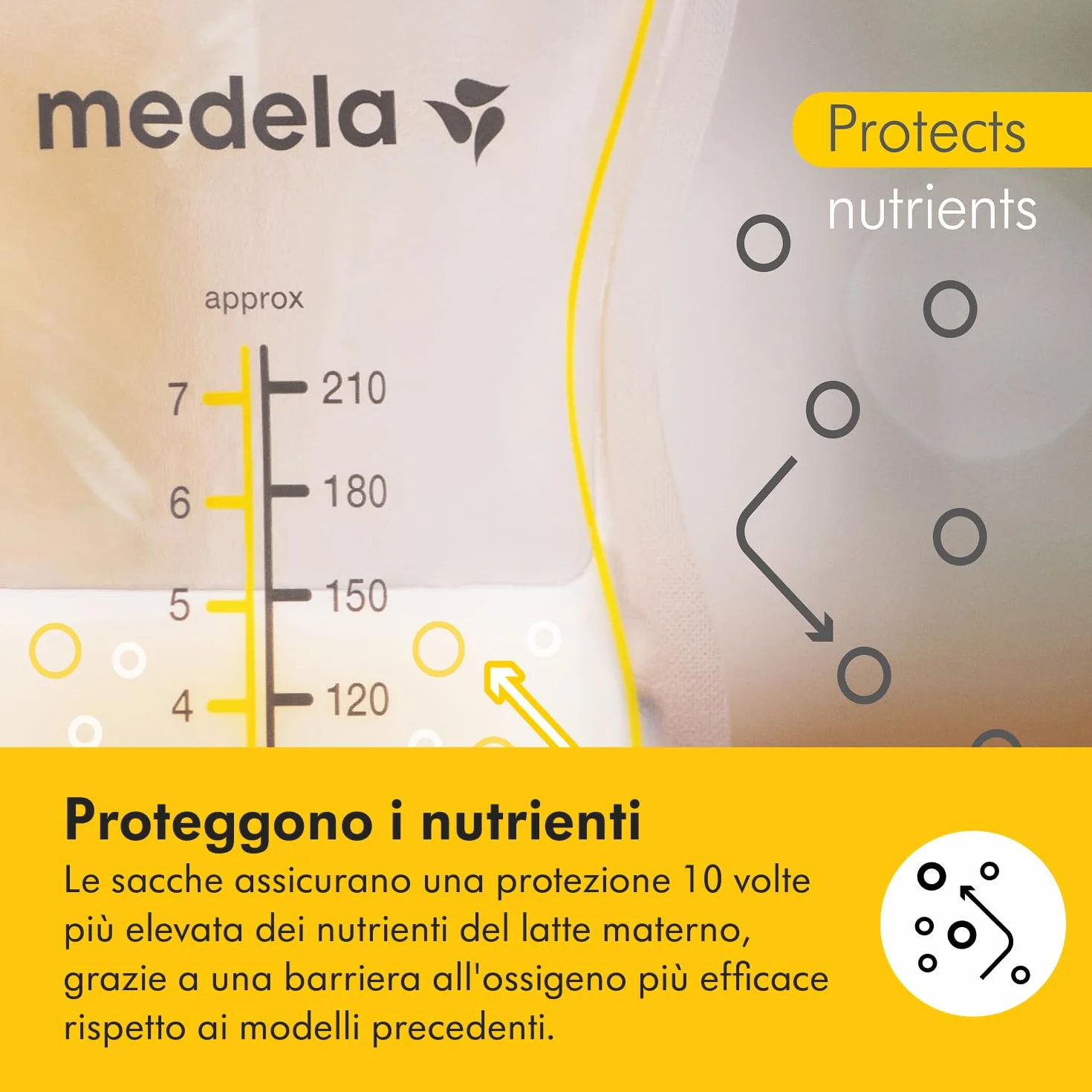 Medela Sacche Monouso Easy Pour Conservazione Latte Materno 210 ml Senza BPA Confezione 100 Pezzi