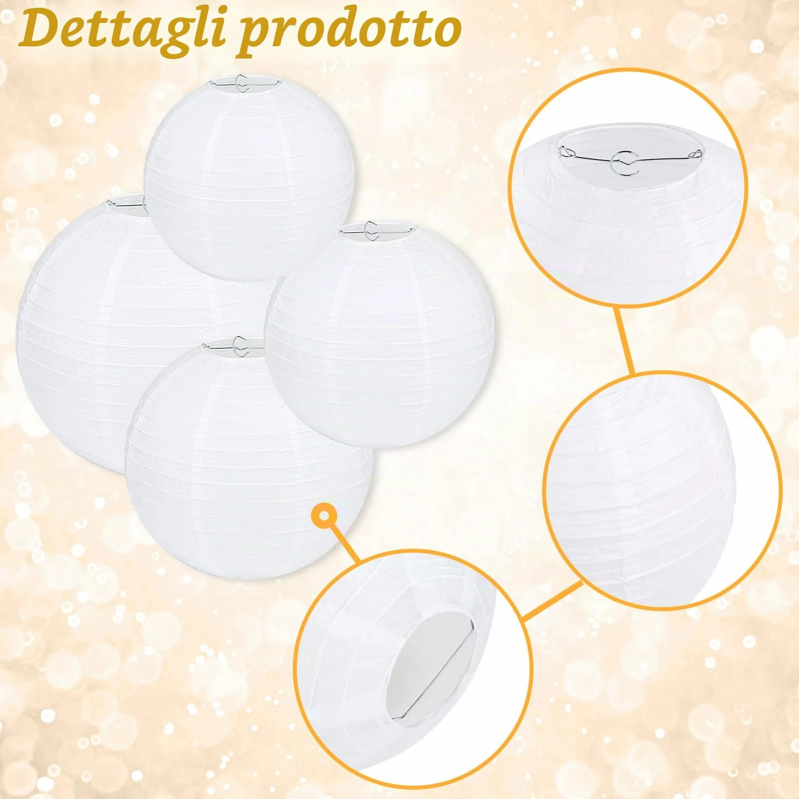 Idota 30 lanterne di carta bianche con luci a LED, lanterne di carta sospese, con 30 mini palloncini a LED, rotonde, per decorazione di matrimoni, feste in giardino (diametro 15 cm, 20 cm, 25 cm, 30