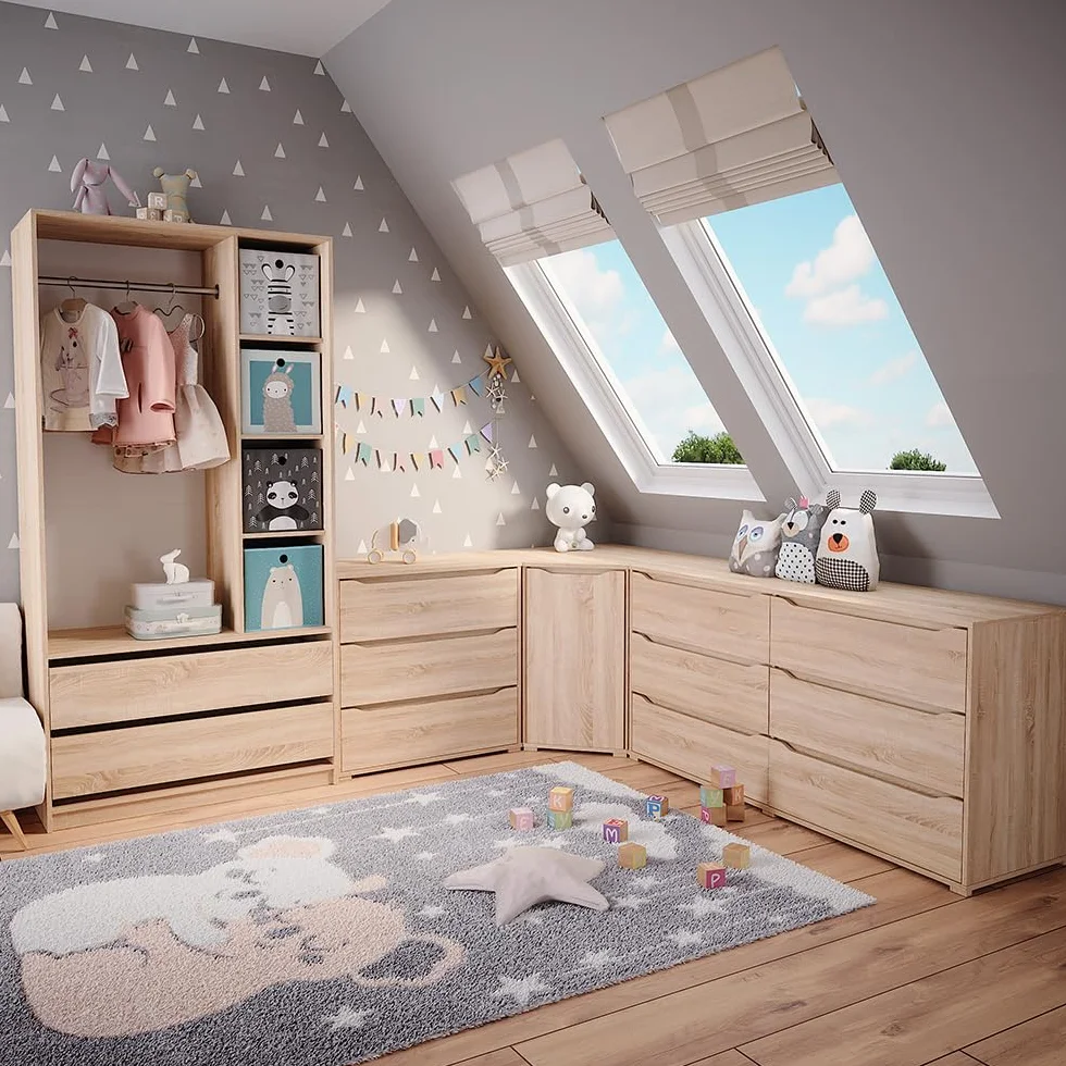 Vicco Armadio per bambini Elmo Sonoma 100 x 200 cm 2 cassetti