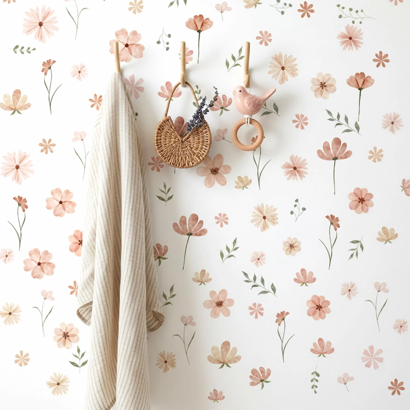 Boho Adesivi Murali Floreali 9 fogli con fiori, piccoli motivi piante per cameretta ragazze